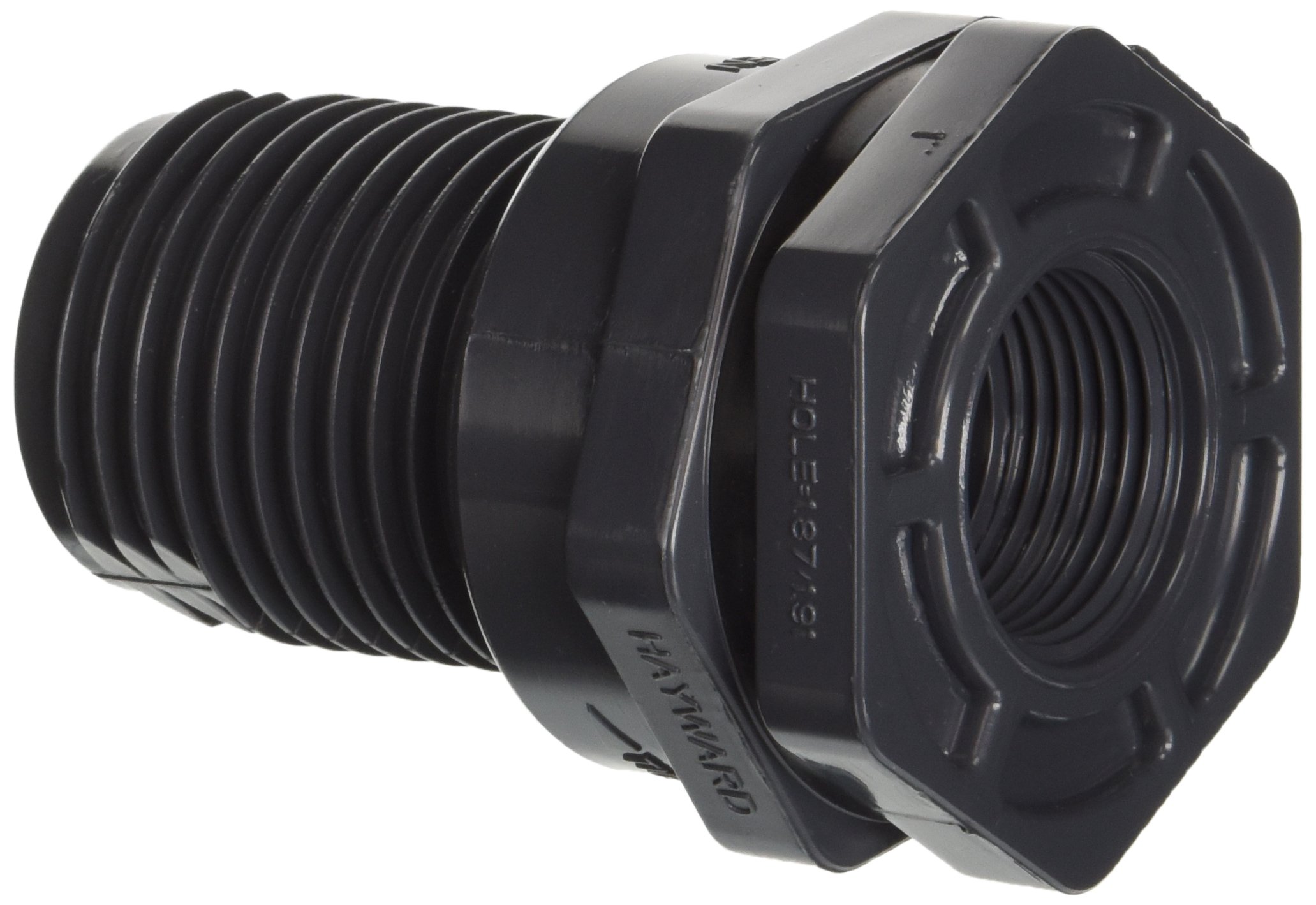 Hayward BFA1010TES 1-Inch Gray PVC Thread by Thread BFA Series Bulkhead Fitting with EPDM Standard Flange Gasket