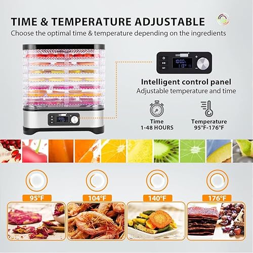 Miniatura 9 de VIVOHOME Freidora eléctrica comercial de 110 V 20.7 cuartos de galón con máquina deshidratadora eléctrica de 400 W 8 bandejas de alimentos