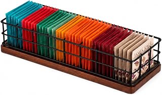 Geelin Sugar Packet Holder, Large Sugar Caddy, 8 Slot, Metal Mesh | Tea Bag Organizer with Wood Base, Farmhouse Condiments Packet Container for Coffee Bar, Office Home, 11.22" x 3.5" x 2.4"