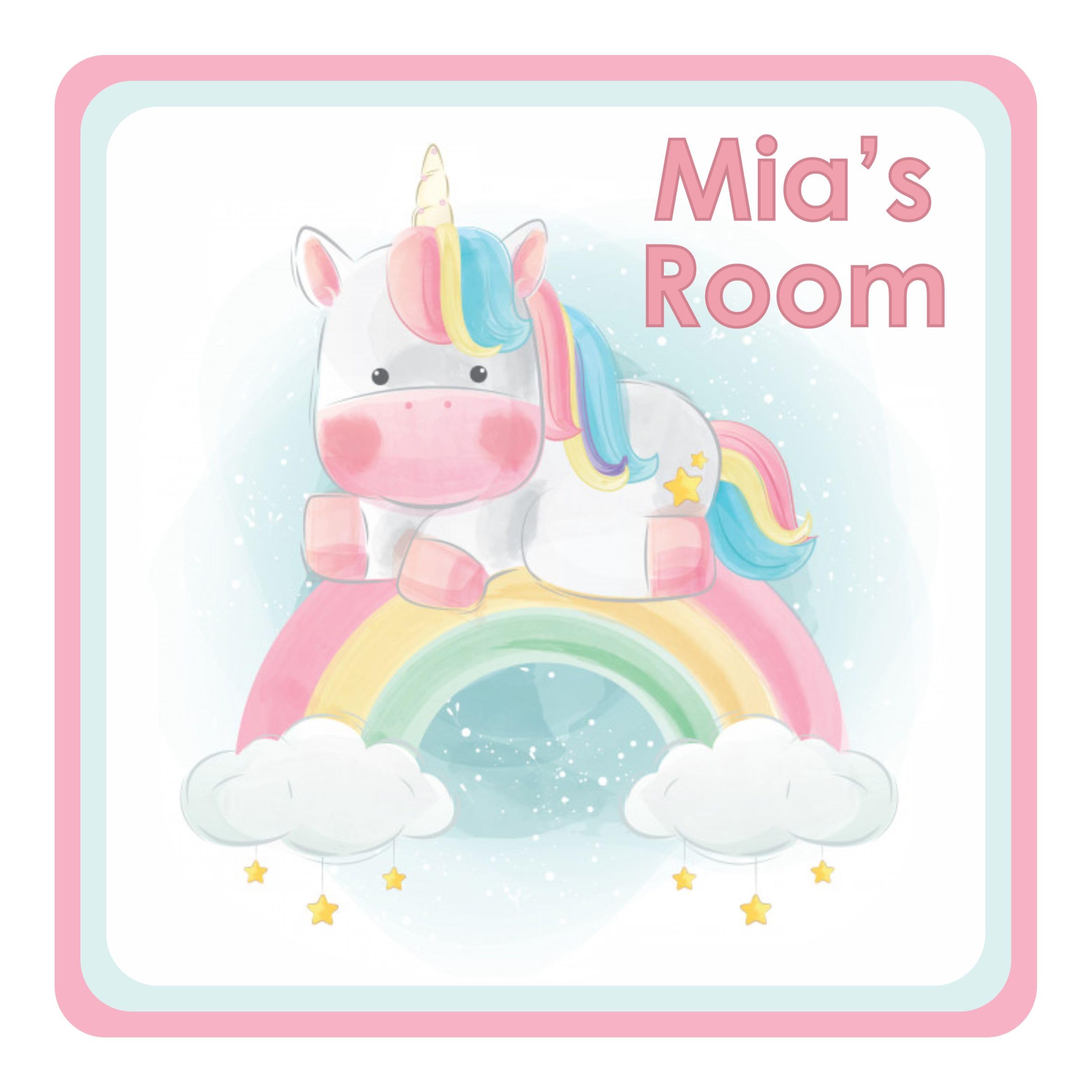 Unicorn On A Rainbow Clouds & Stars Kids Bedroom Door Sign Personalised For You - Any Name! Door Plaque,Girls/Boys,Nursery,Decor,Kids Room,Animals