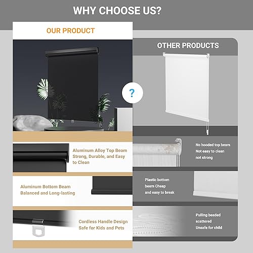 Miniatura 4 de Persianas enrollables con filtro de luz para ventanas, color a juego, protección UV, tela de aislamiento térmico, persianas de oscurecimiento de