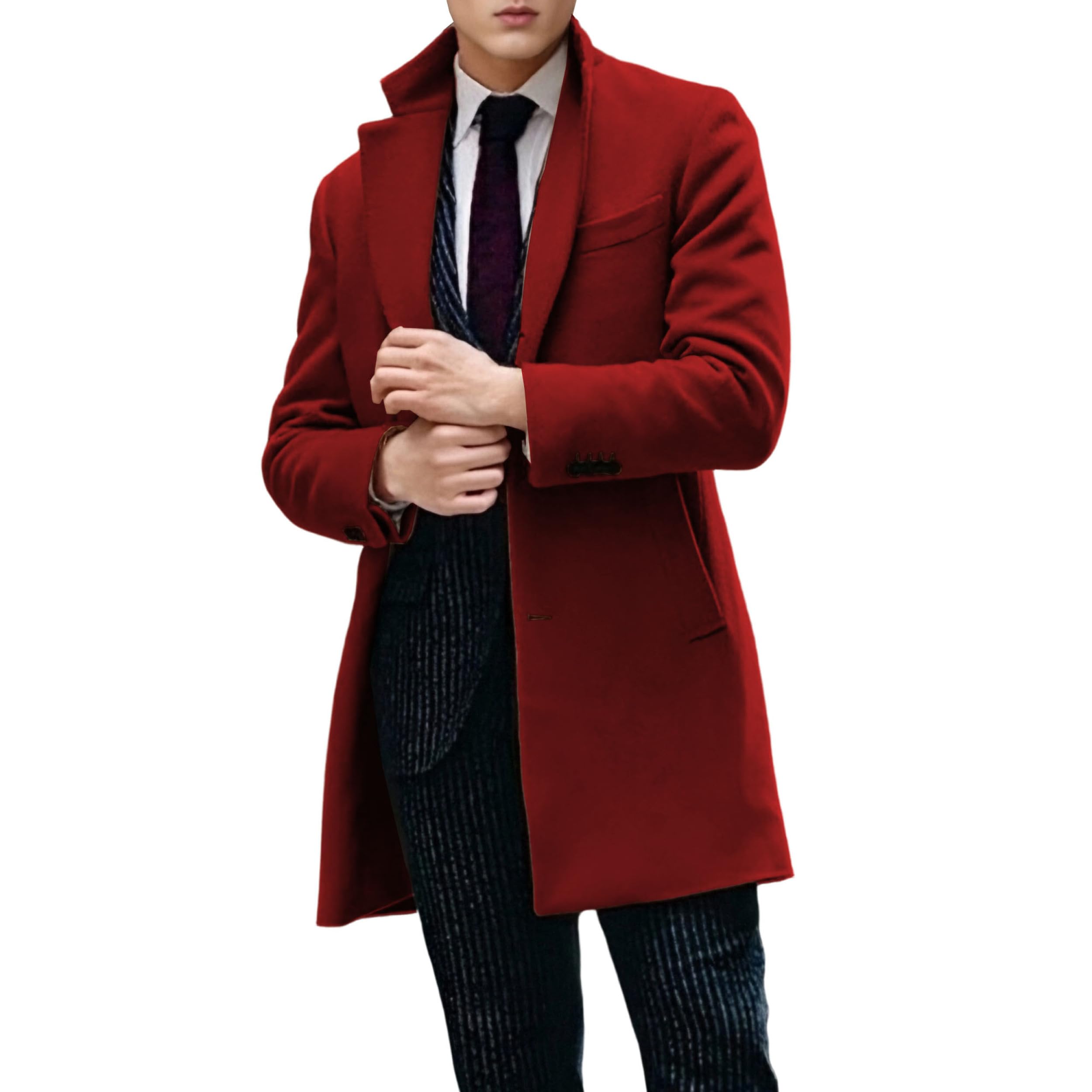 Cappotto invernale da uomo, slim fit, casual, monopetto, trench, lunghezza media, termico, business, caban