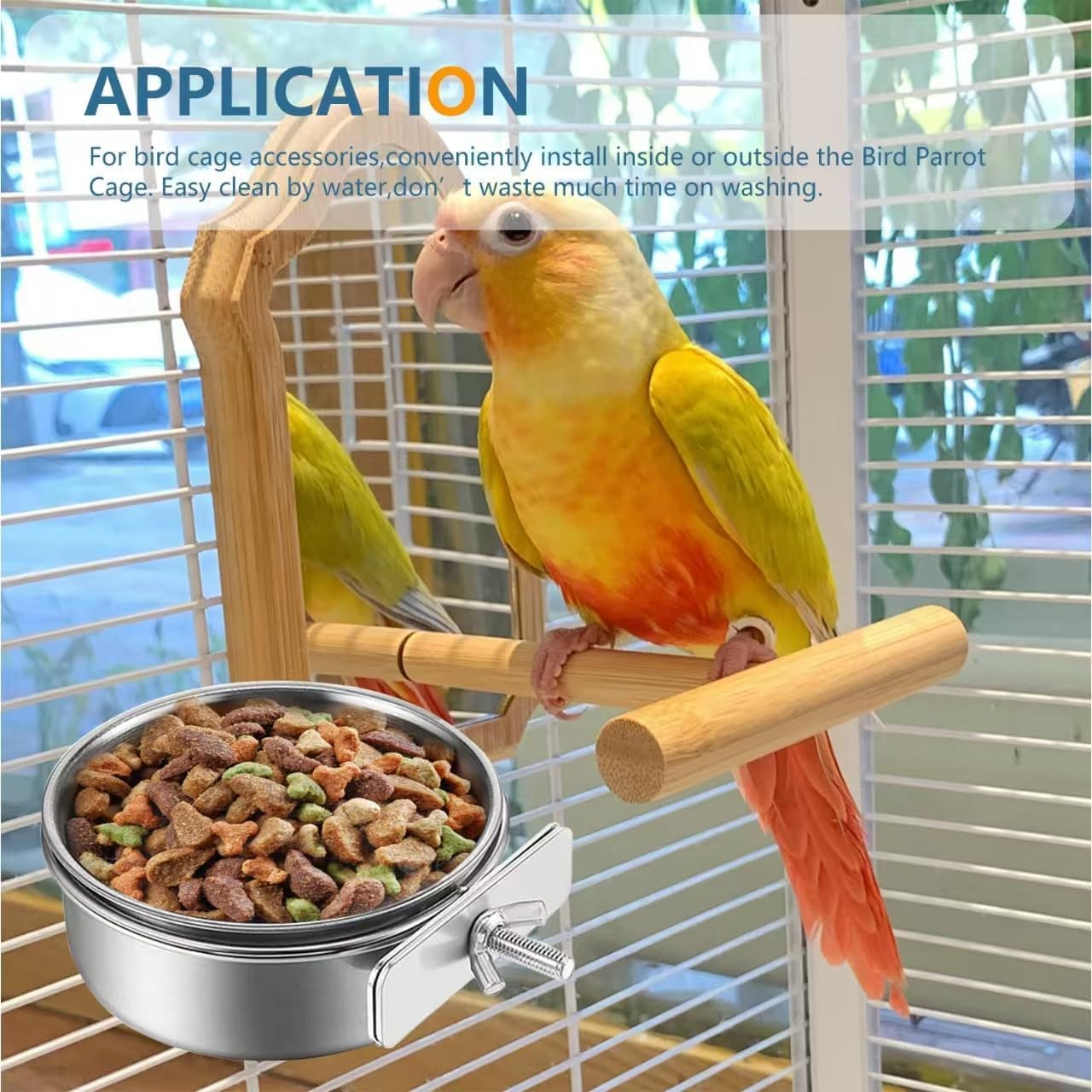 RoverPets Pet Food Water Bowl with Clamp Holder Stainless Steel Coop Cup Hanging Feeder for Dog Bird Parrot Cat Rabbit (Design - 3, Bird Bowl - 250 ML Hanging Bowl) 1