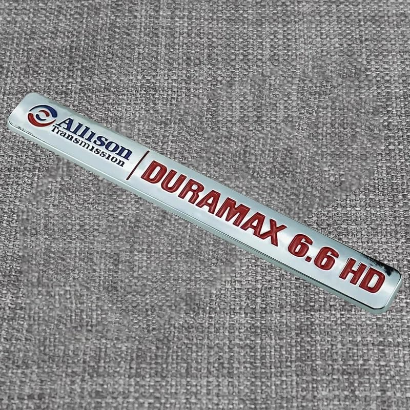 Image of 2Pcs Allison Transmission 6.6Hd 6.6 Hd Emblems 3D Badge Decal Compatible with Dura-max 2500Hd 3500Hd Silverado Sierra Truck (Chrome Red)