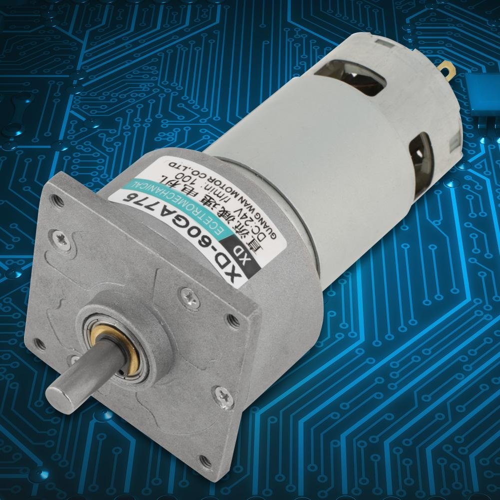 Motore a corrente continua, 12 V / 24V motore in metallo Motoriduttore a velocità regolabile 10-600rpm 35W CW/CCW Motore a bassa velocità(24 V 100 giri/min)
