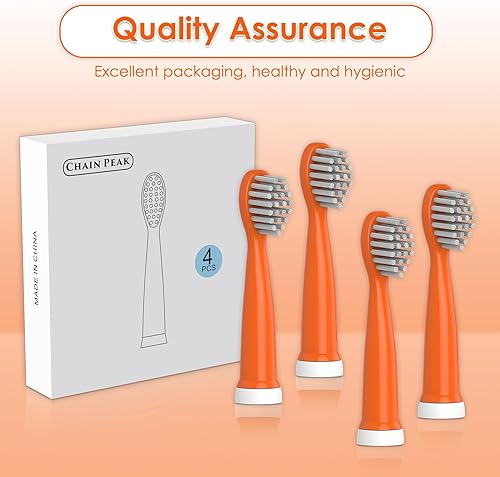 Miniatura 6 de CHAIN PEAK Kids Sonic cepillo de dientes de repuesto para 8650 (para 8650 (naranja 4 piezas)