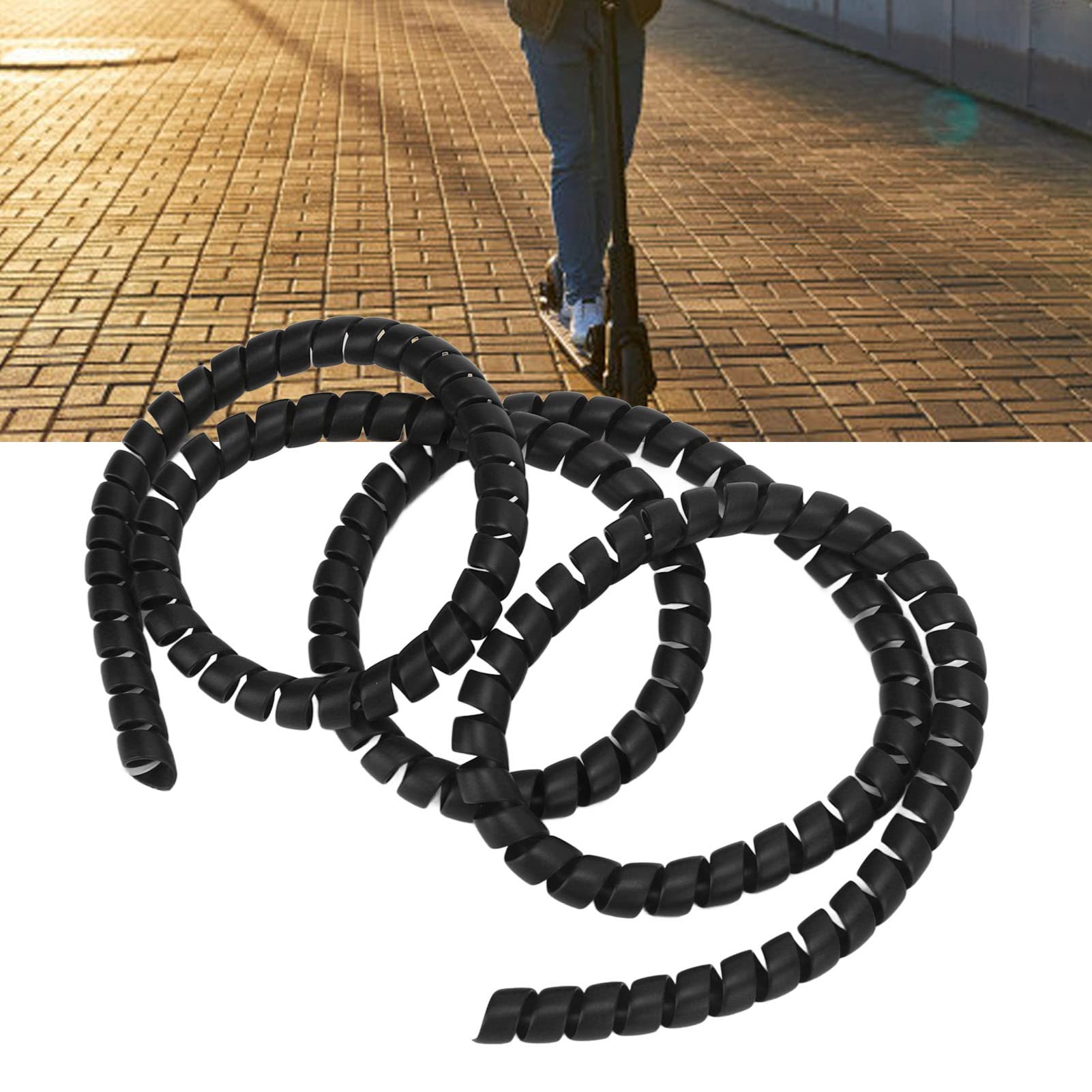 Naroote Naroote Spiralna Owijka na Kabel Wytrzymały Plastik Pełna Ochrona 360° do Hulajnogi Elektrycznej M365 Pro (WHITE) (BLACK)