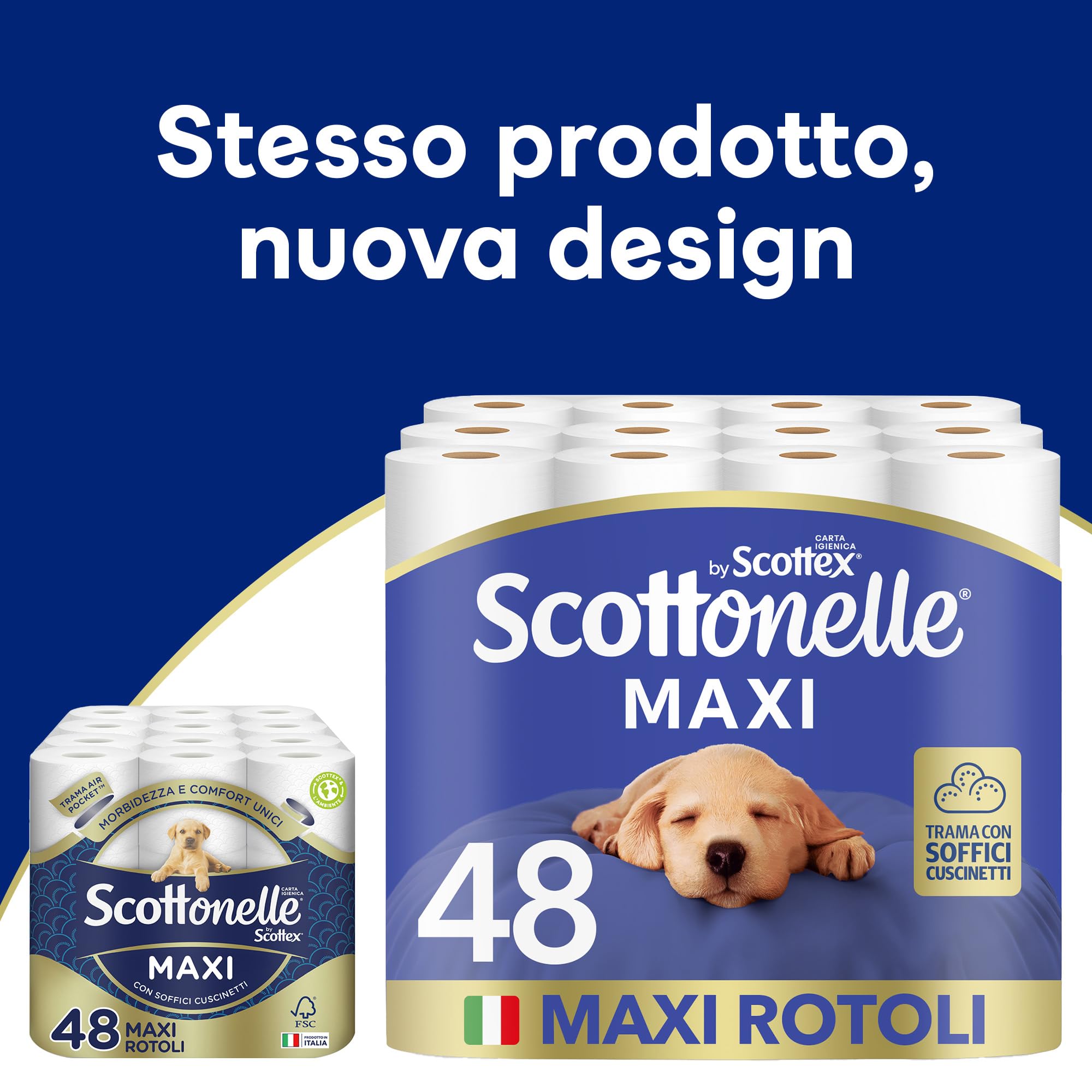 Scottonelle Carta Igienica, Morbida e Resistente, Dermatologicamente testata, 48 Rotoli Maxi