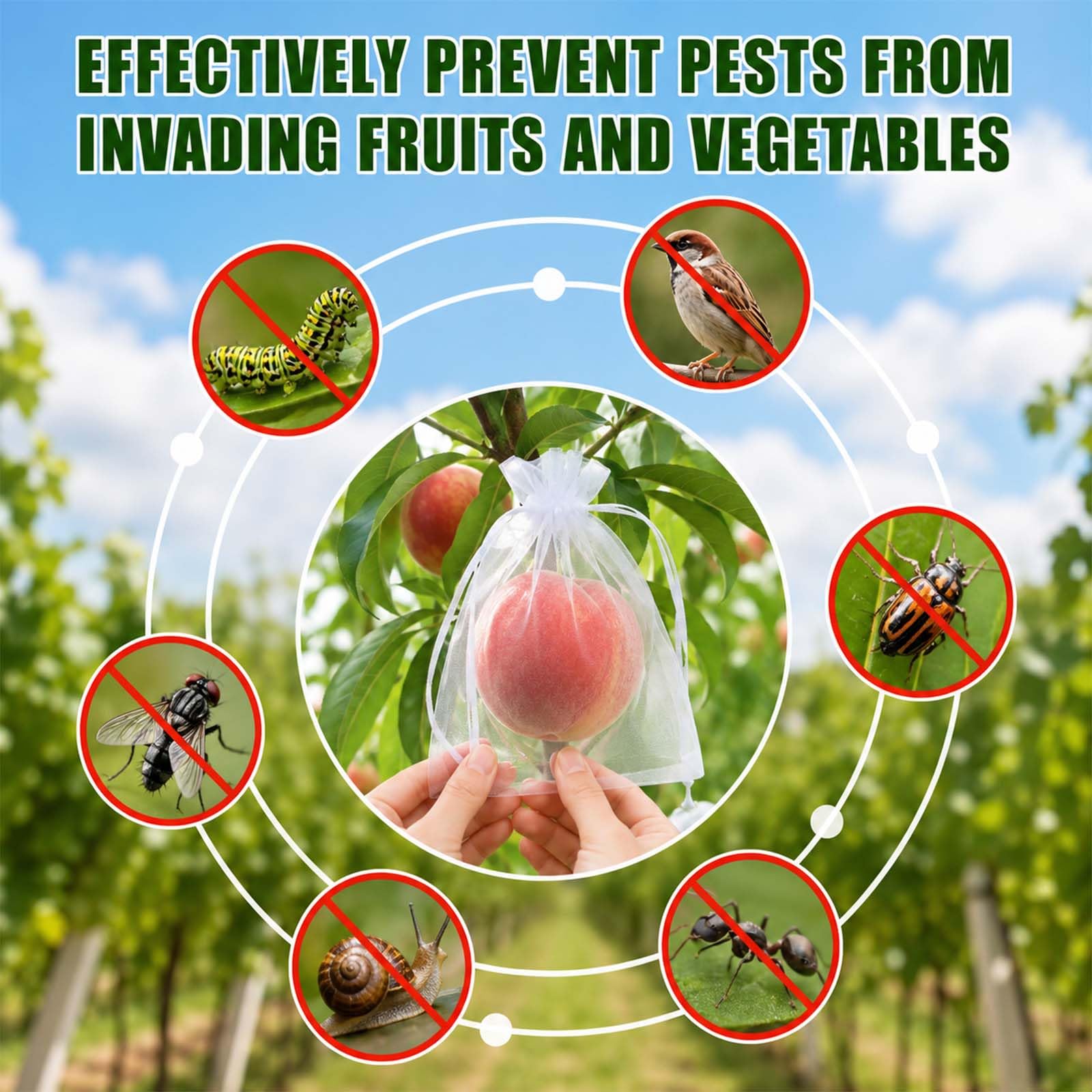 100 Piezas Bolsas para Uvas en Parra, 30 x 40 cm Bolsas Protectoras para Uvas, Bolsa de Protección de Frutas con Cordón, Bolsas Proteccion Uvas para Proteger contra Pájaros Drosophila Avispas