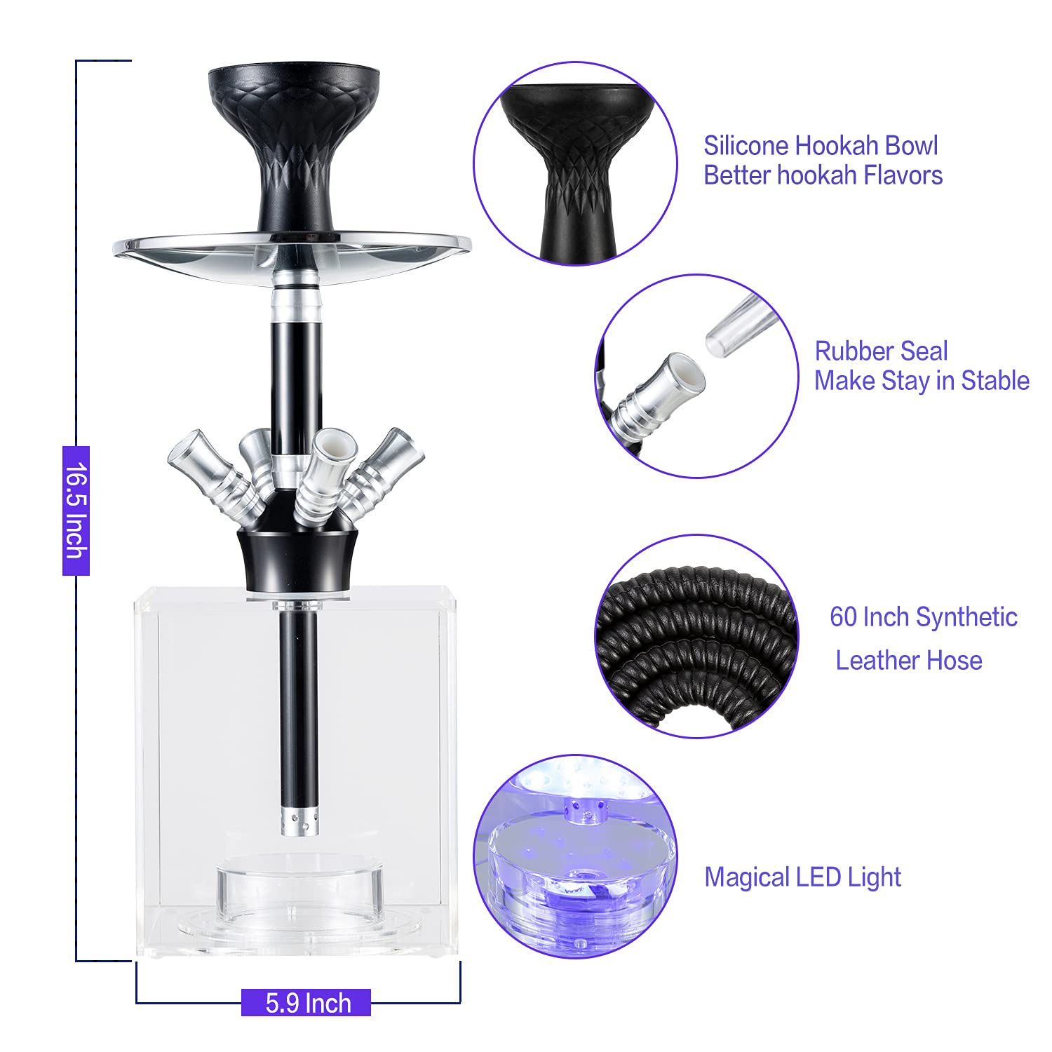 4 Hose Hookah Set Shisha Hookah Silicone Hookah Bowl Narguile Hookah