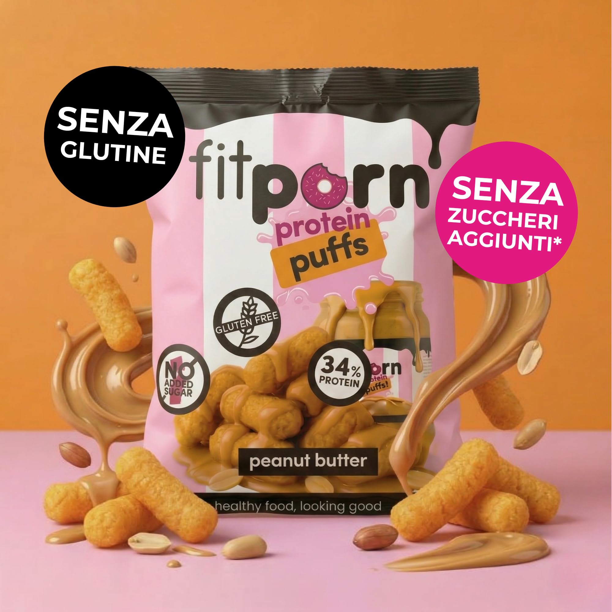 Protein Snack - Golose Patatine Proteiche con 34% di Proteine, Patatine Senza Glutine, Senza Zuccheri Aggiunti e Olio di Palma, Gusto Burro di Arachidi, Ideale per Spuntino Fit, Vegan, 6x50g