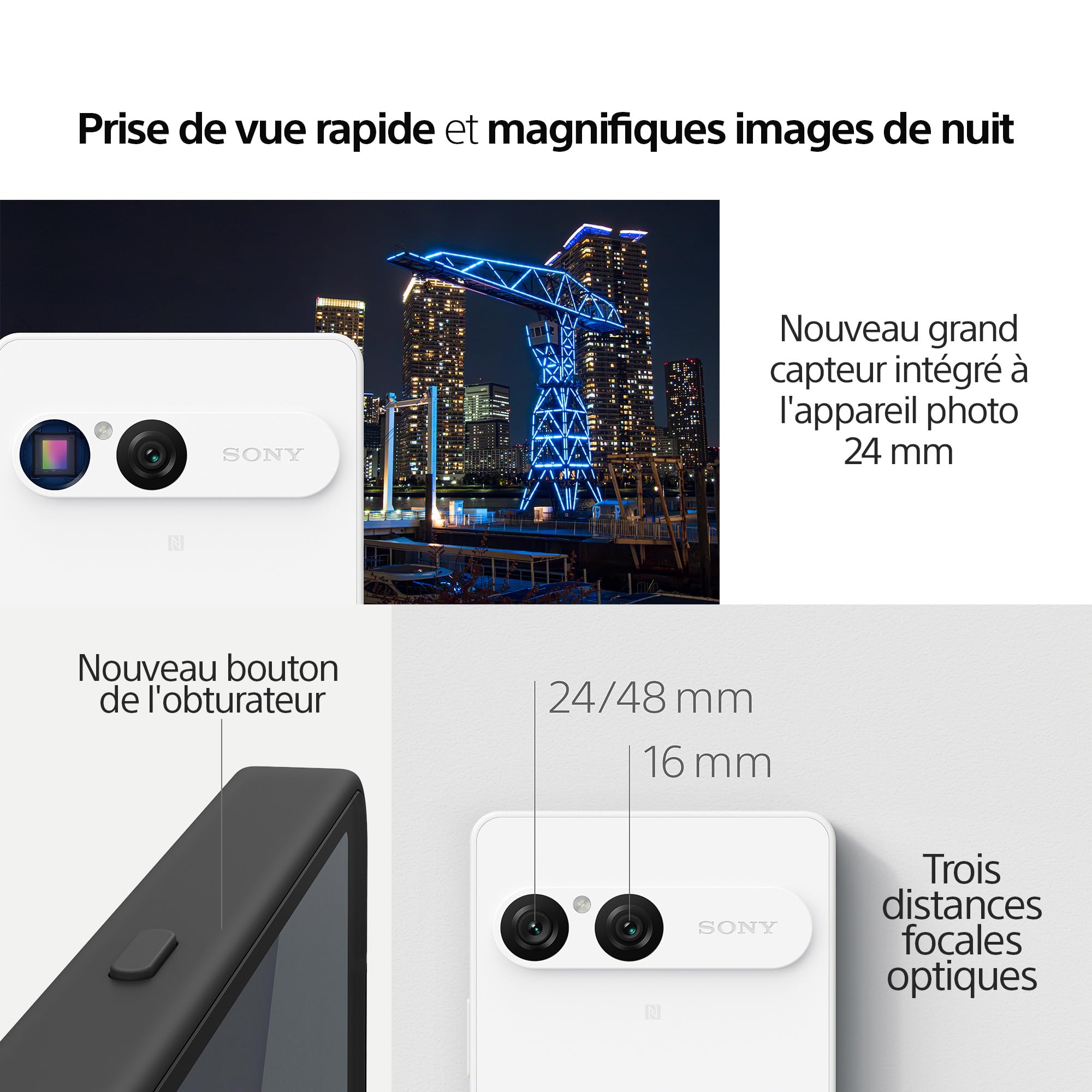 Sony Xperia 10 VII - 6,1 Pouces 19,5:9 OLED avec 120 Hz, Batterie 5 000 mAh, Objectif Ultra Grand Angle 16 mm, Audio 3,5 mm, Android 15, IP65/68, Double SIM Hybride, Noir Charbon
