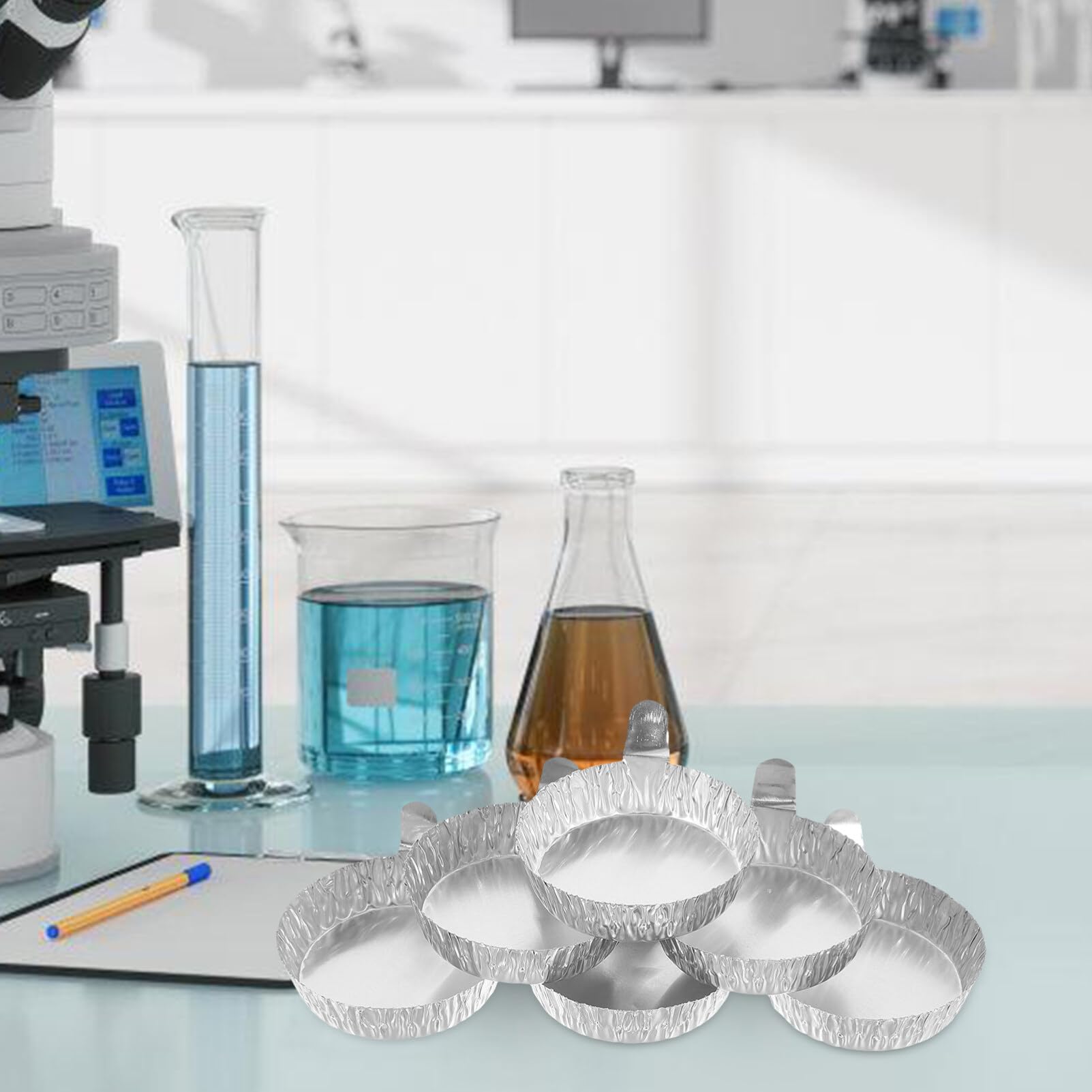 SOLUSTRE 100 Pezzi Piatto per pesare in foglio di alluminio Vaschette di pesatura in alluminio Vaschette di pesatura per laboratorio campioni vassoio piatto di pesatura piatti di pesatura