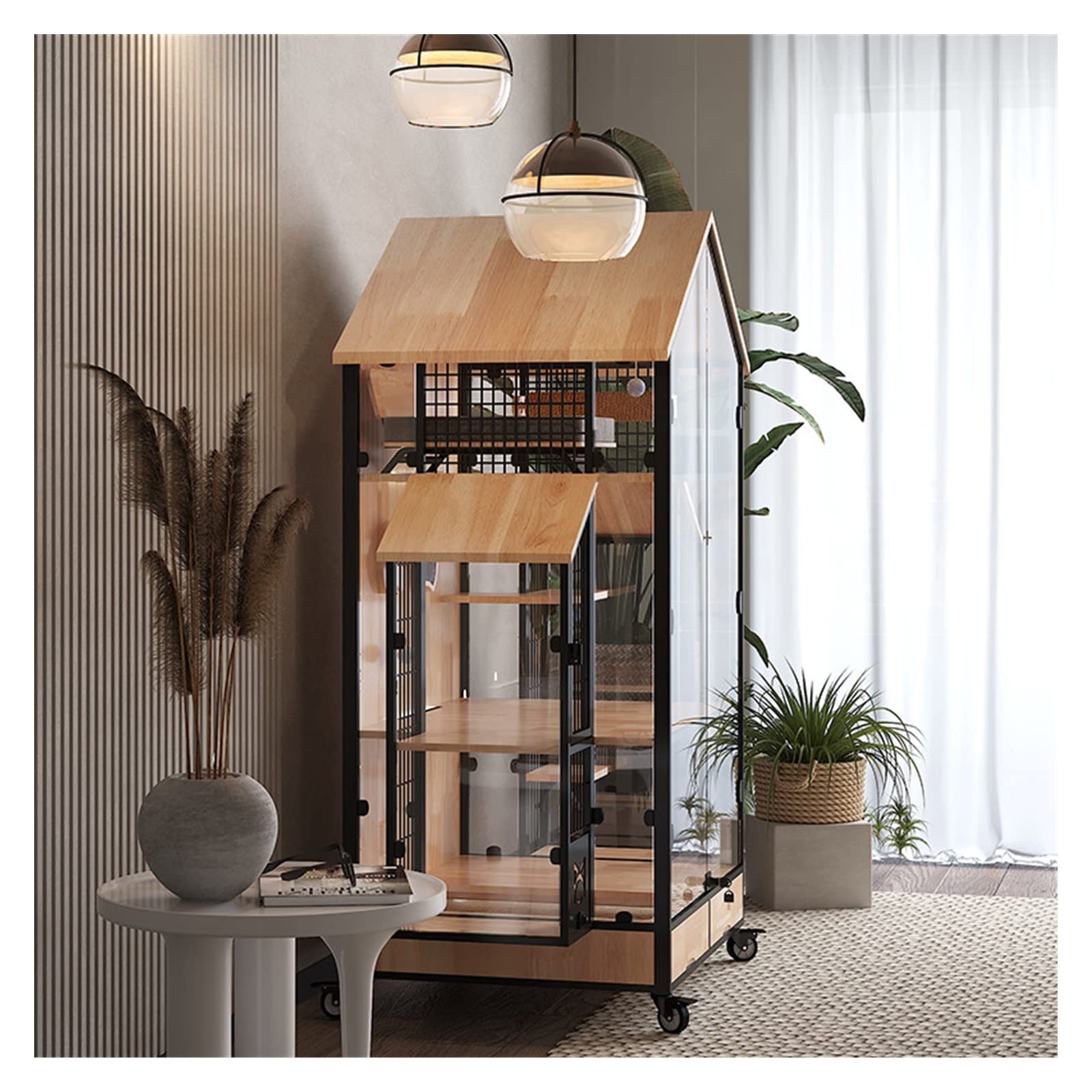 villa per gatti Villa panoramica for gatti con toilette Gabbia for di grandi dimensioni in legno Per interni