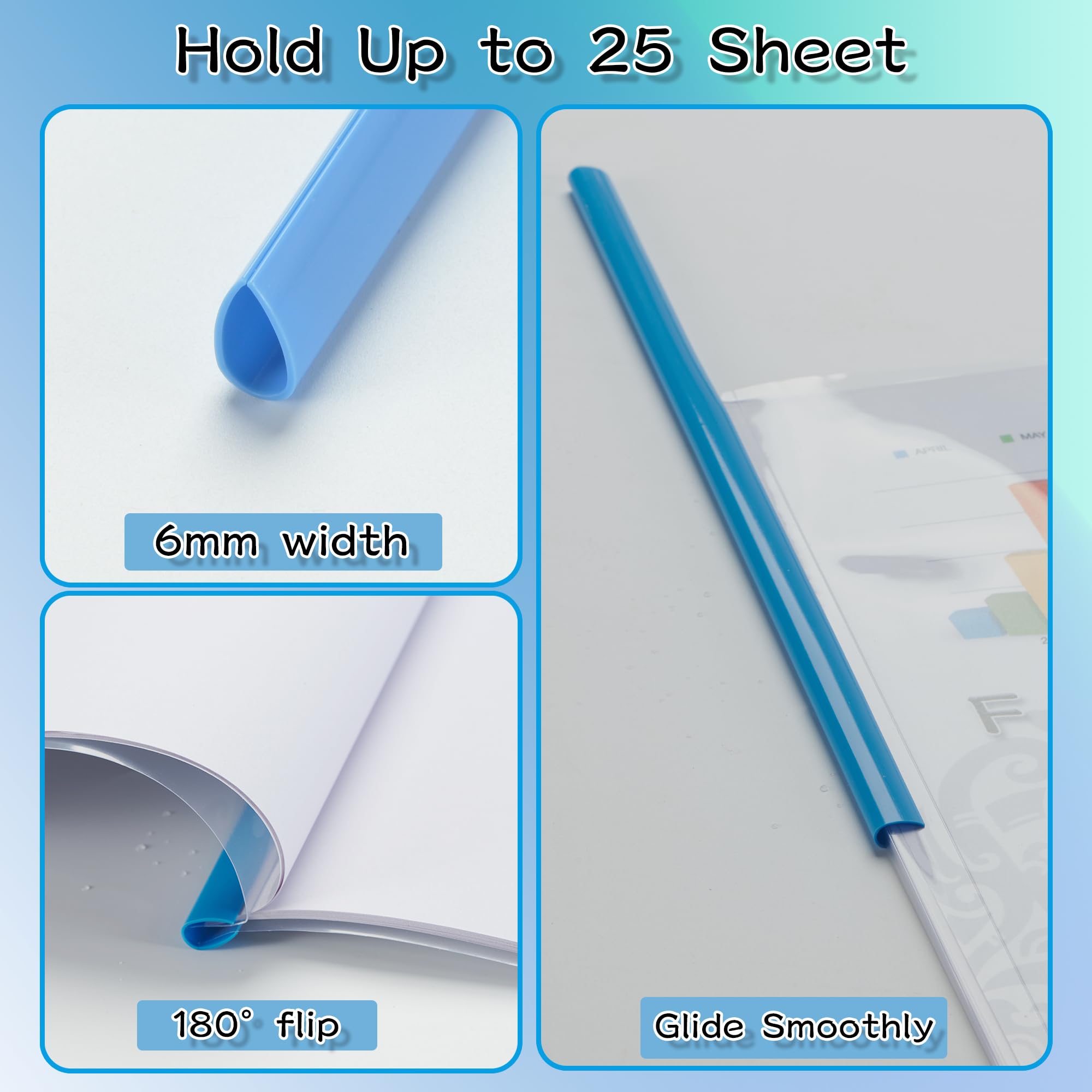 FOSHISY A4 10 Pack Clear Report Covers with Sliding Bars, 6mm(25 Sheet Capacity) Sliding Bar Report Covers,5 Assorted Colors - Image 4