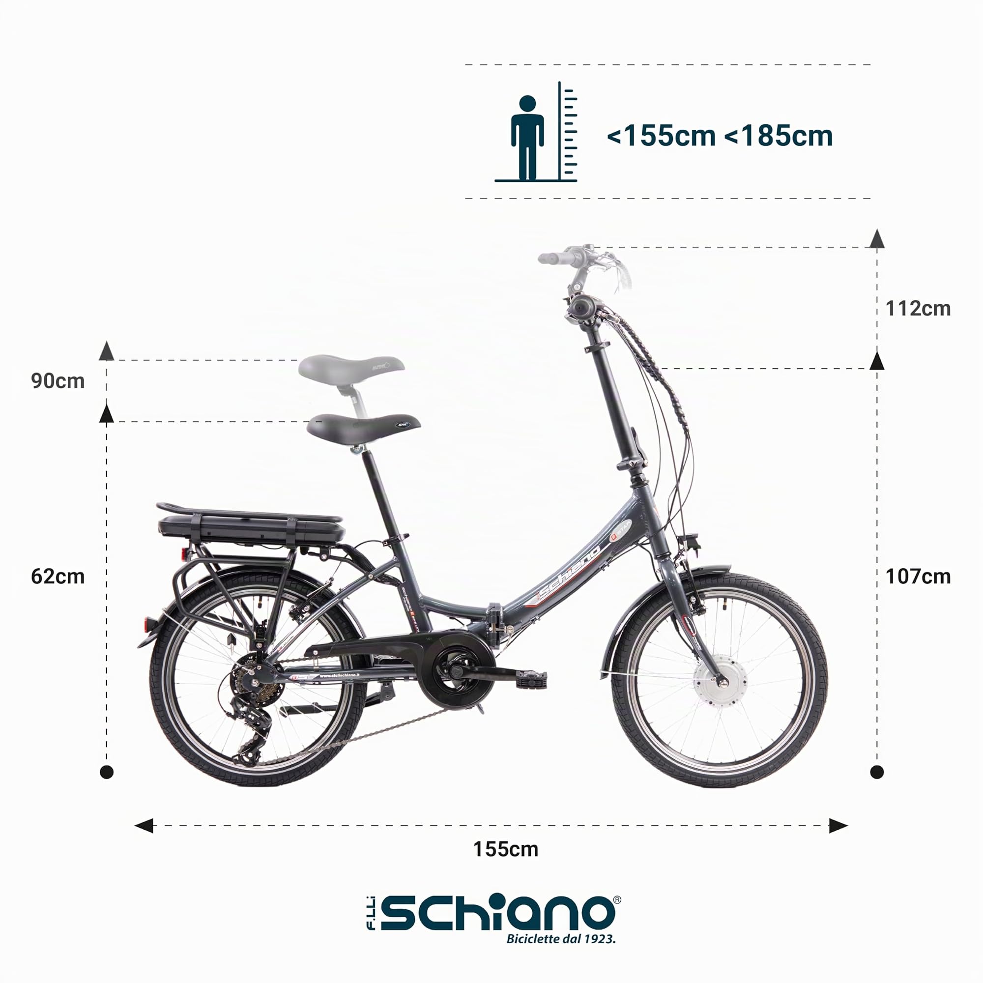 F.LLI Schiano E-Star, E Bike Klappbar 20 Zoll, 36V 10.4Ah Abnehmbarer Akku, Motor 250W 40Nm, Klapprad Ebike für Herren und Damen