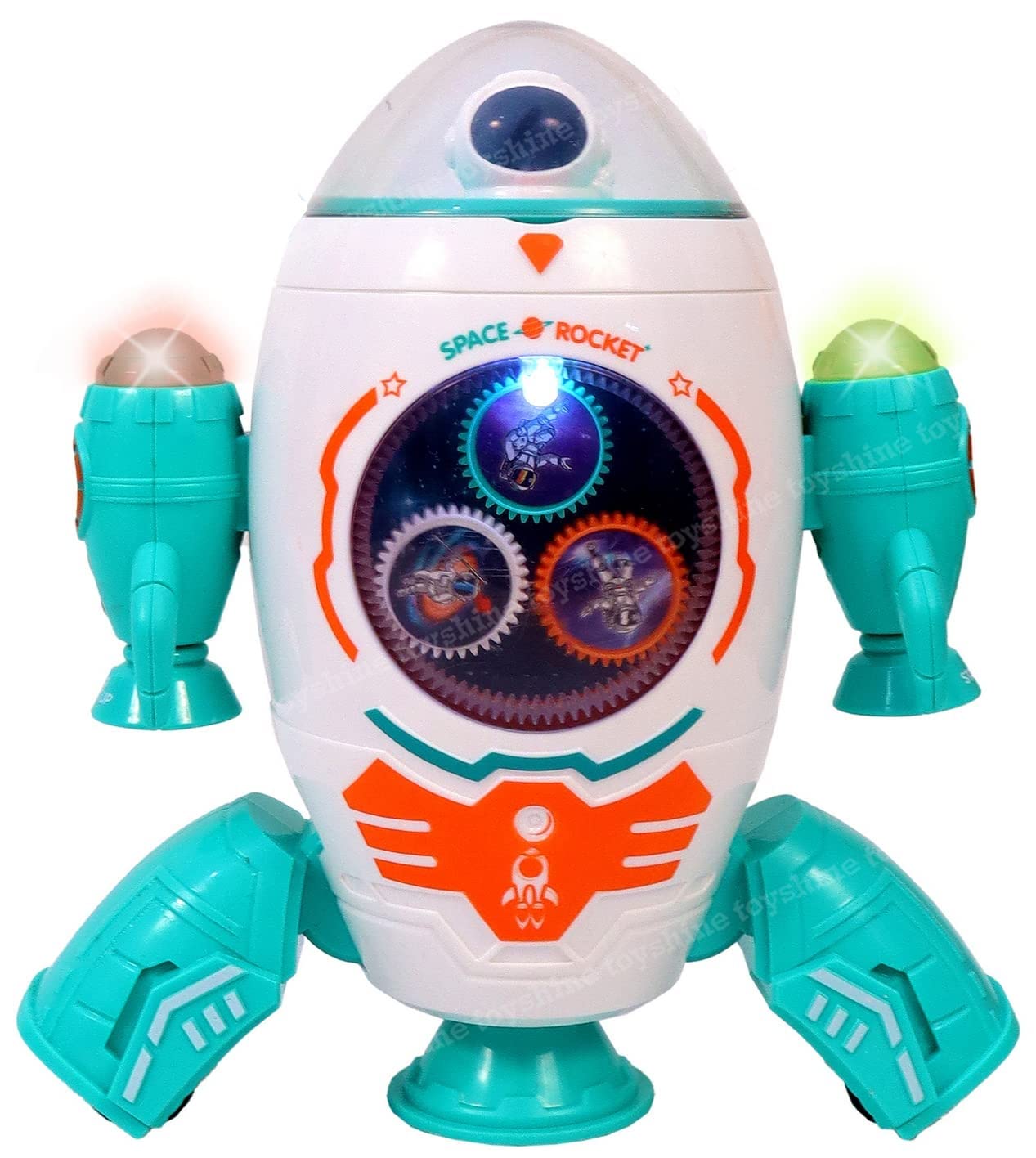 Toyshine Space Rocket Musical Toy with Moving Gears Flashing Lights and Rotation Feature, Toy for 2 to 5+ Year of Old Boy Girl Birthday Present