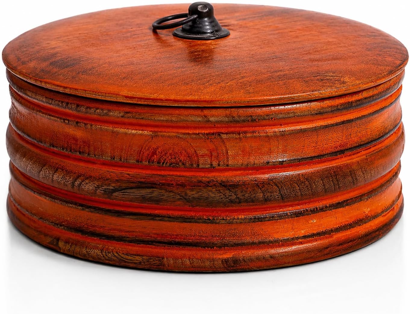 Handcrafted Wooden Mexican Tortilla Warmer Basket Indian Chapati Roti Bread Holder Box Pancake Keeper Serveware Hot Pot Casserole Dish With Lid Home Kitchen Dining Decor, Natural Brown, 9 x 4 Inches
