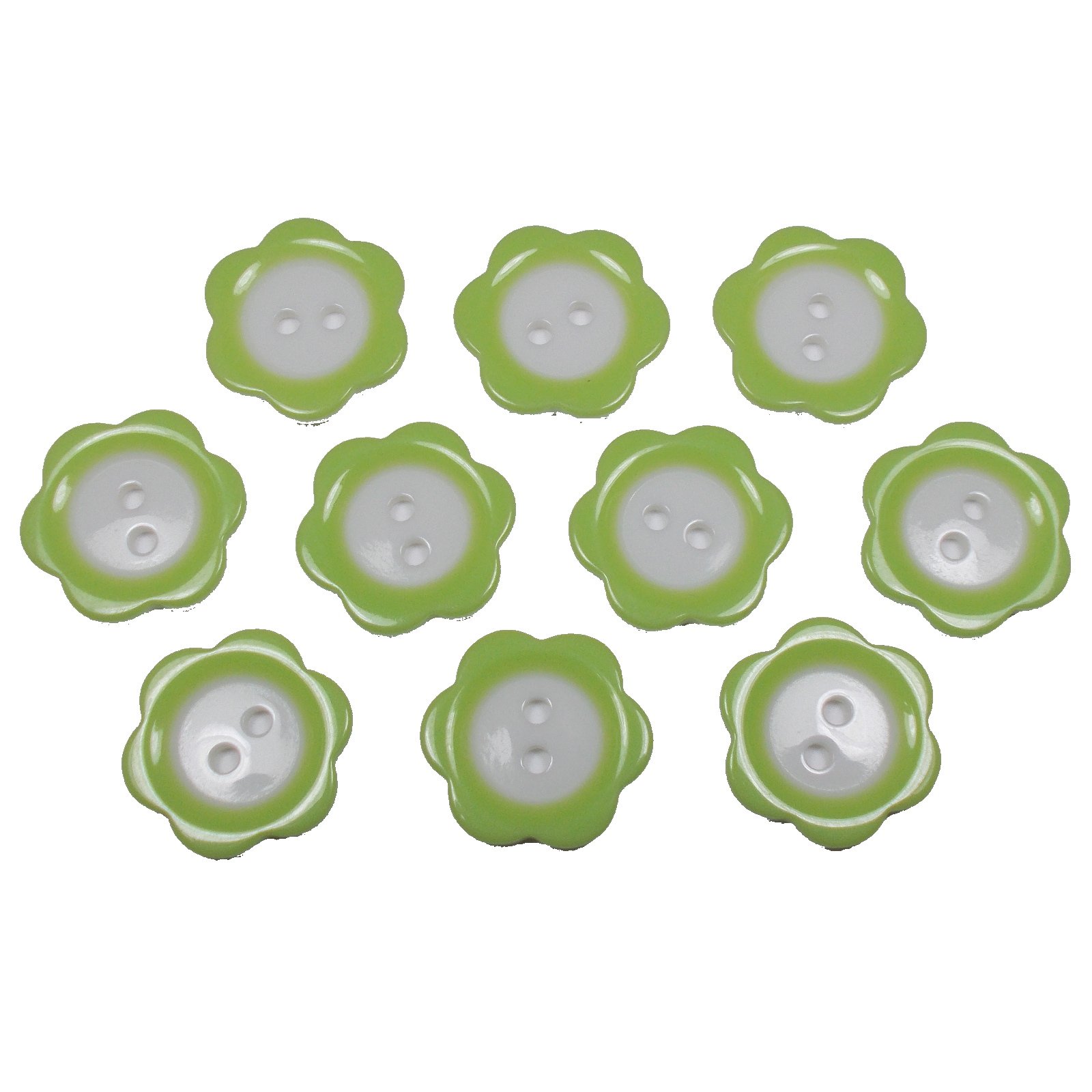 Colour Rim Daisy Flower Plastic Buttons 20mm (Pale Green, 10)