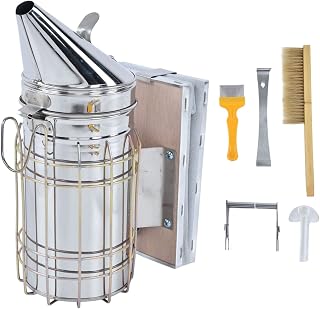 6 Piece Beekeeping Starter Kit - Beehive Smoker, Frame Grip, Uncapping Fork, Bee Feeder, Brush and Scraper - Practical Tools for Beekeepers