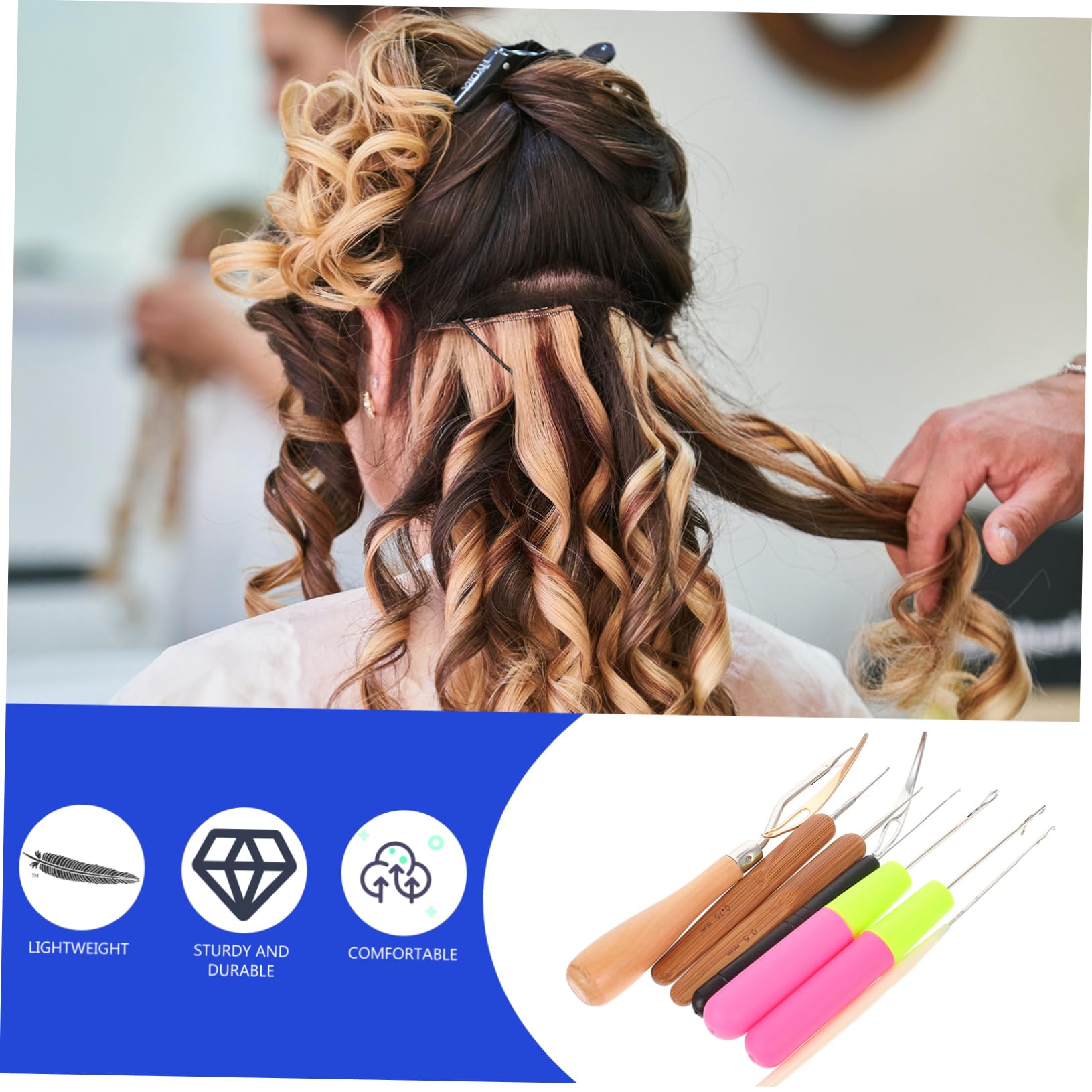 Set Uncinetti Per Dreadlock 48 Pezzi - Aghi In Acciaio Con Manici In Bambù, Ganci E Accessori Per Trecce E Manutenzione Capelli - 3