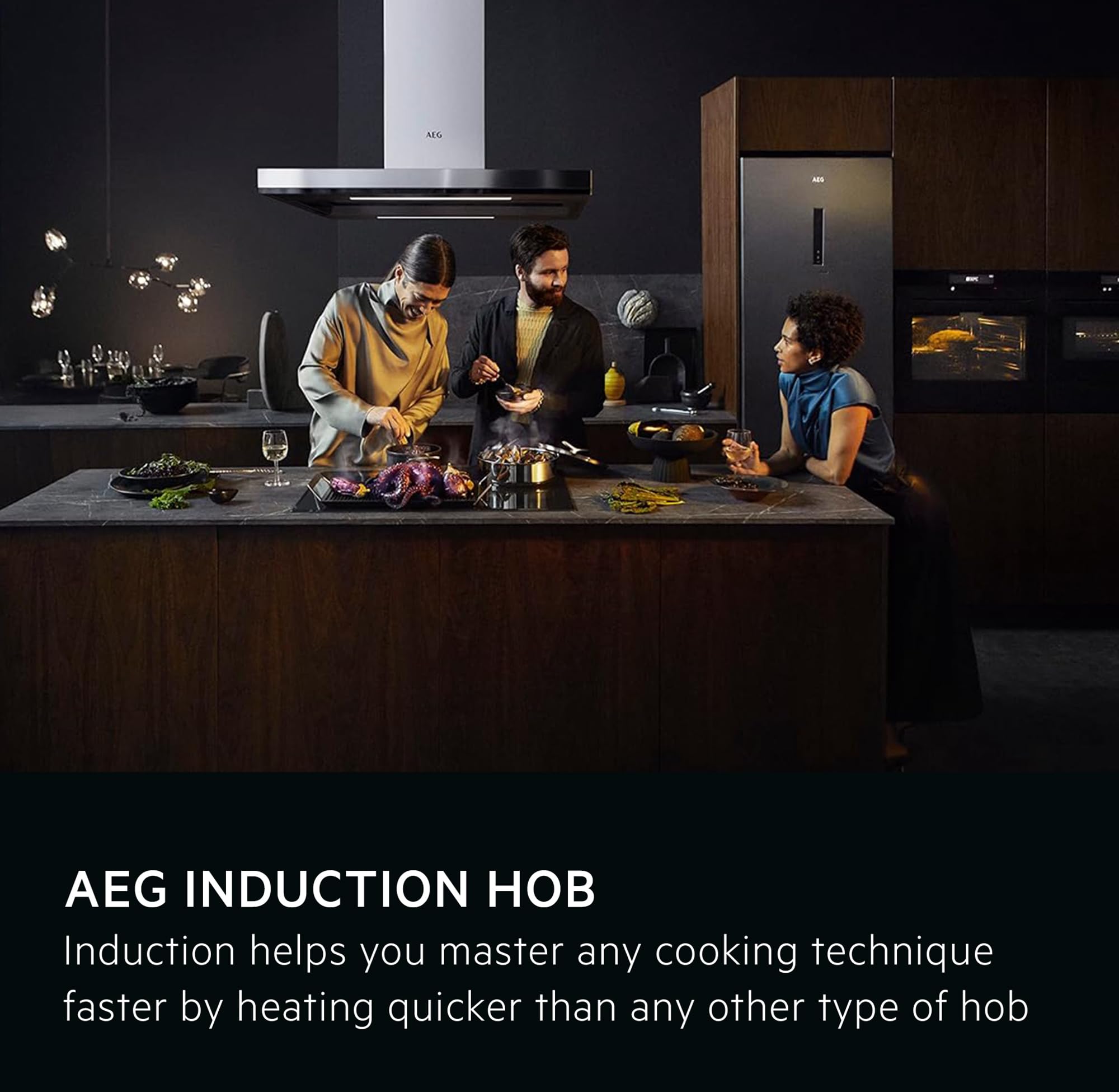 AEG 6000 Series Induction Hob, IKX64441CB, 4 Cooking Zones 60cm, Flexible Bridge Zones, Hob2Hood, Built-In Hob Timer, Key-lock, Assisted Cooking Sensors, 3 Step Residual Heat, 44x560x490mm, Black — view 6