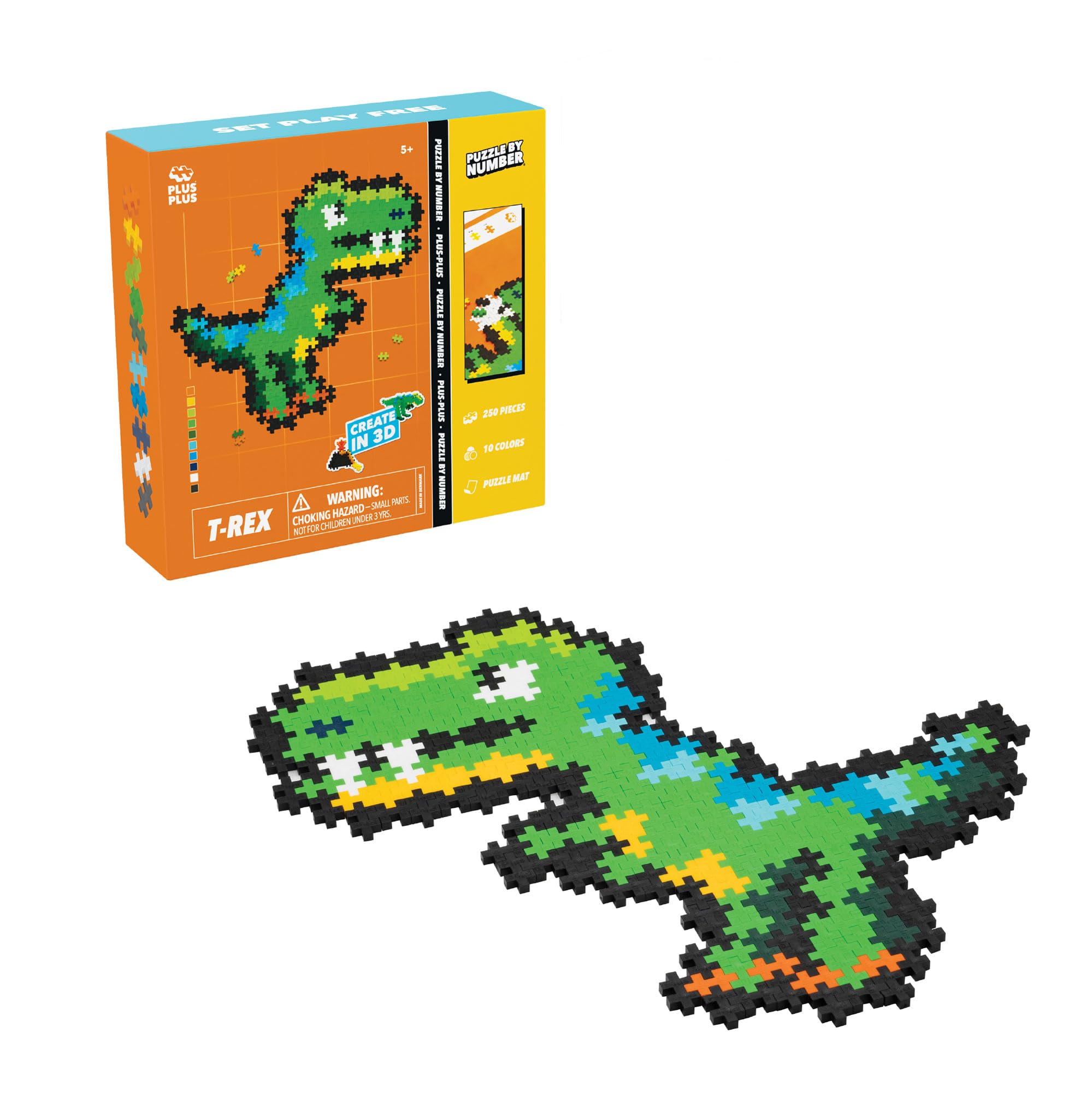 Amazon.com: Plus Plus Puzzle By Number, T-Rex - 250 Piece Mini