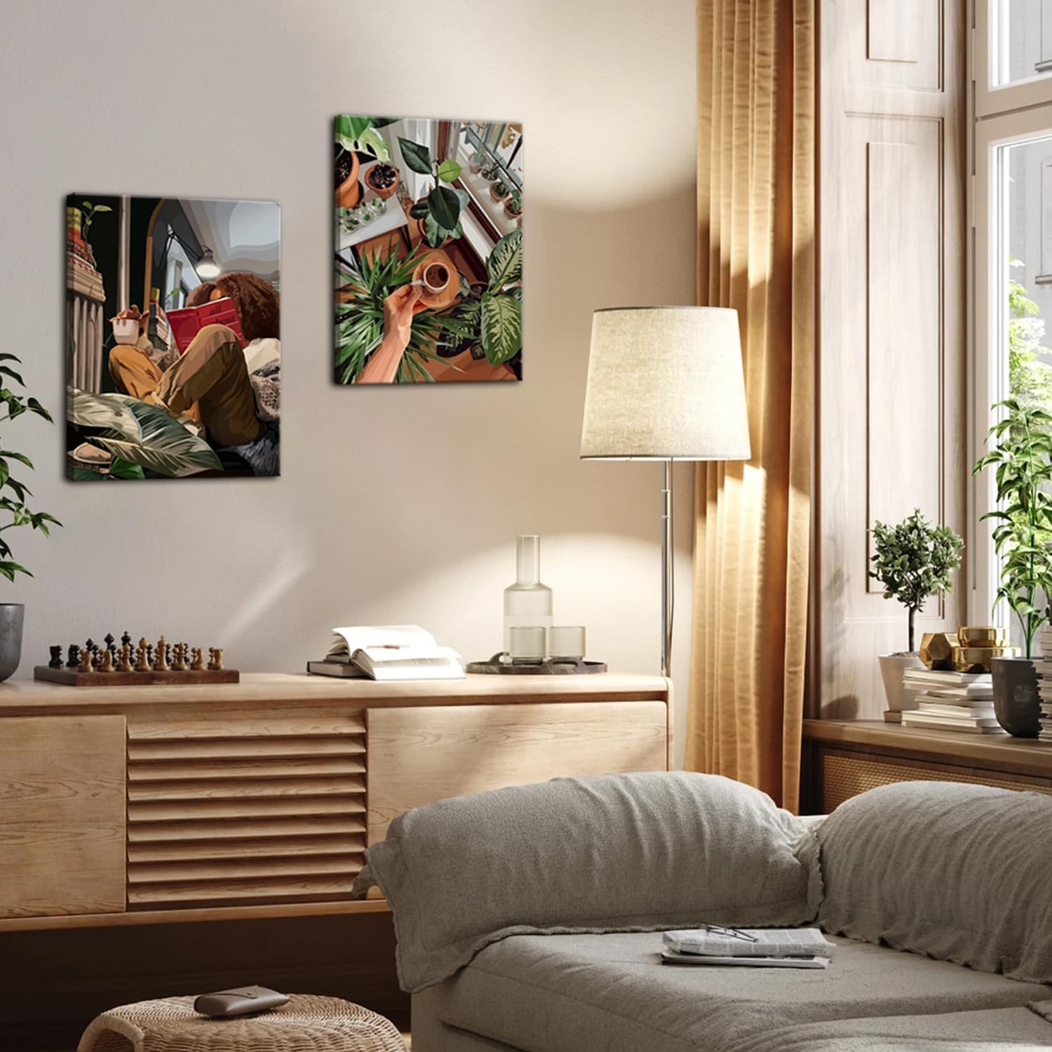Black Girl Reading Wall Art Fashion Spiritual Black Women Wall Decor Painting, Trendy Motivational African American Woman Poster Canvas Print Pictures for Bedroom Living Room 12x16 inch Framed