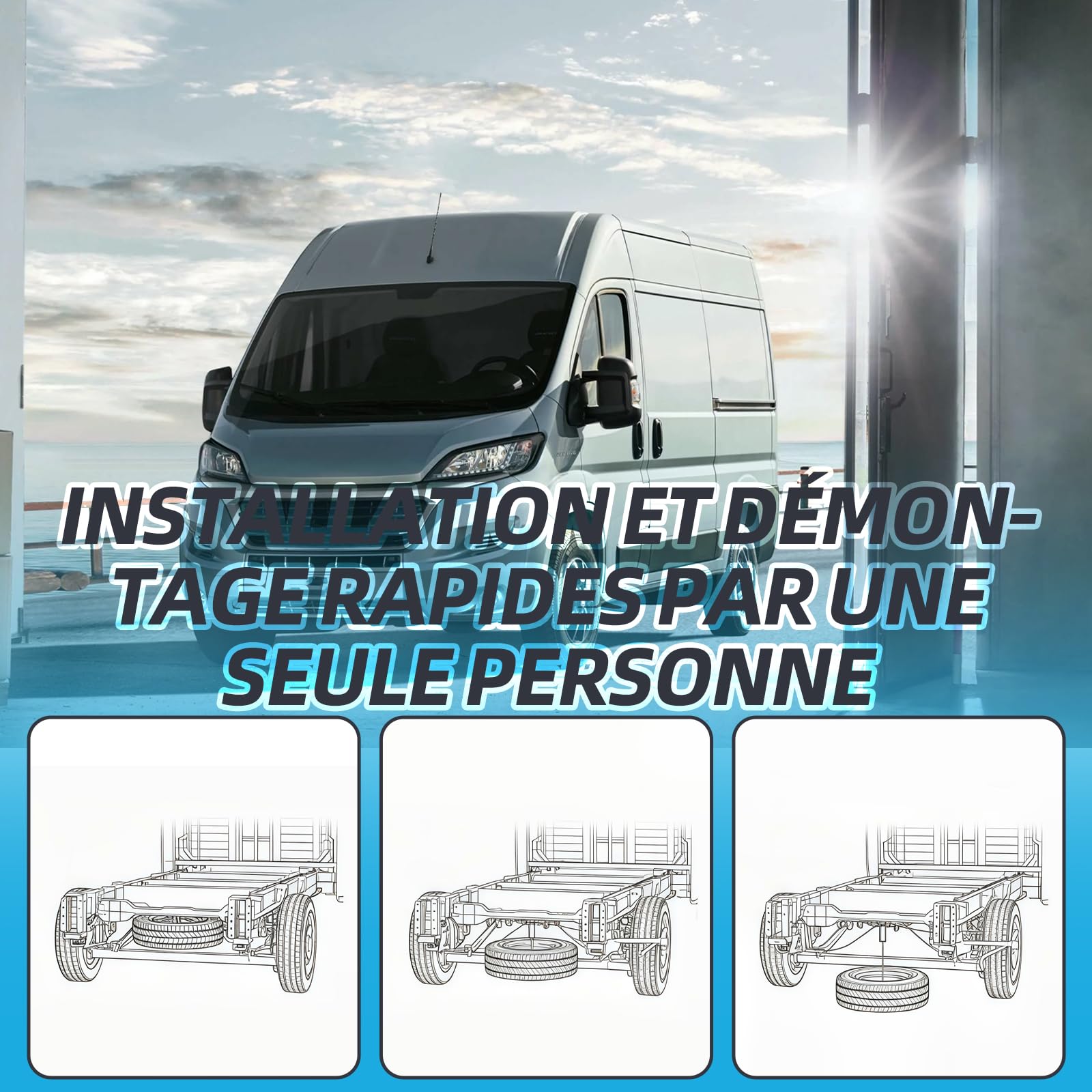 Support de roue de secours avec câble pour Fiat Ducato, Citroën Jumper, Peugeot Boxer à partir de 2006