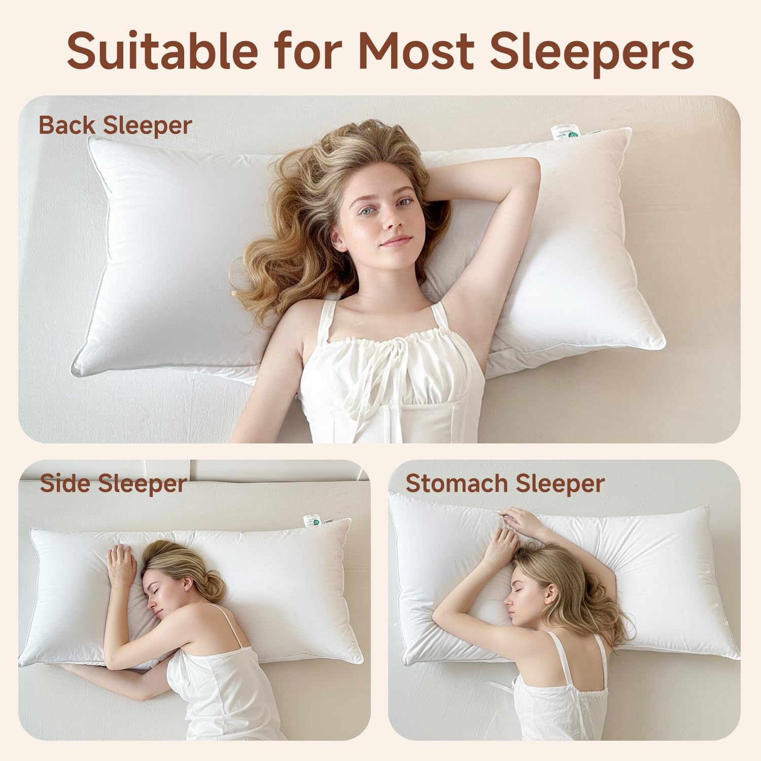 Simple&Opulence Down Pillows for Sleeping King Size Pack of 1, 900 Fill Power Luxury Hotel Quality Feathers Bed Pillow, 80% Down Fluffy Pillows with 100% Cotton Shell, 20x40”