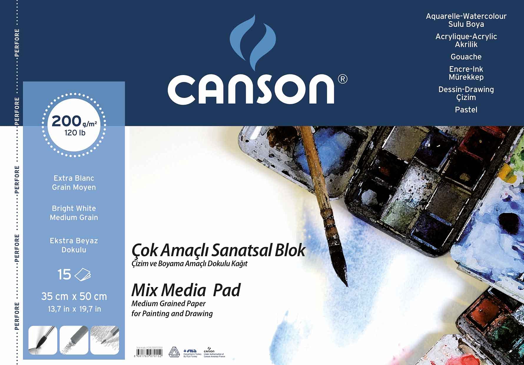 Canson Fineface wielofunkcyjne bloki malarskie 200 g 35 x 50 15 Yp spiralna książka malarska