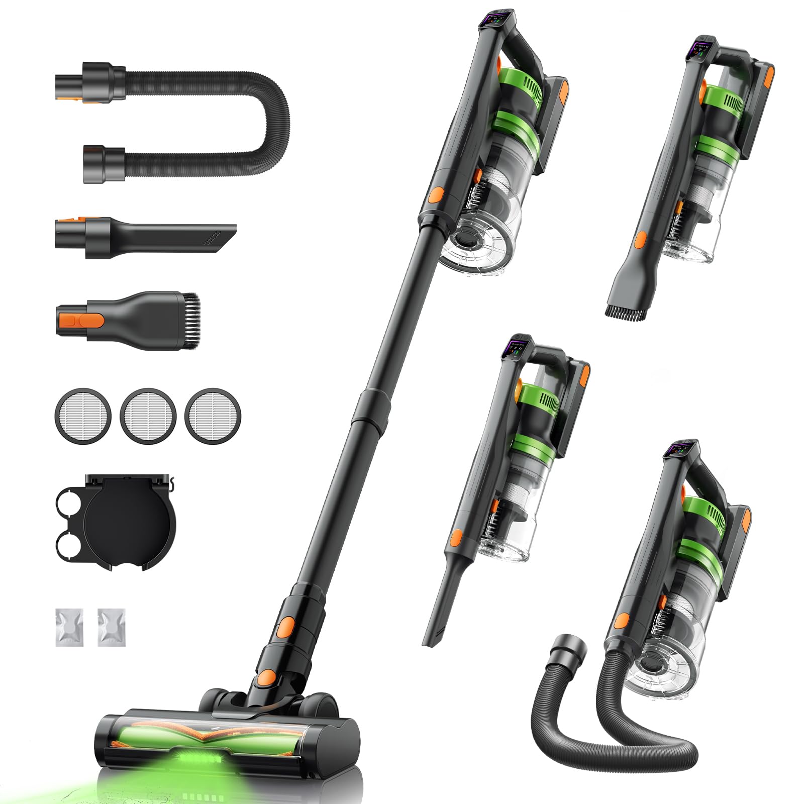 SunSare Akku Staubsauger Kabellos 70Min/650W/55000Pa, Akkustaubsauger mit 1M Schlauch, Aromatherapie, Anti Haar Wrap, Ultraleise kabelloser Staubsauger für Tierhaare/Teppiche/Hartböden/Auto