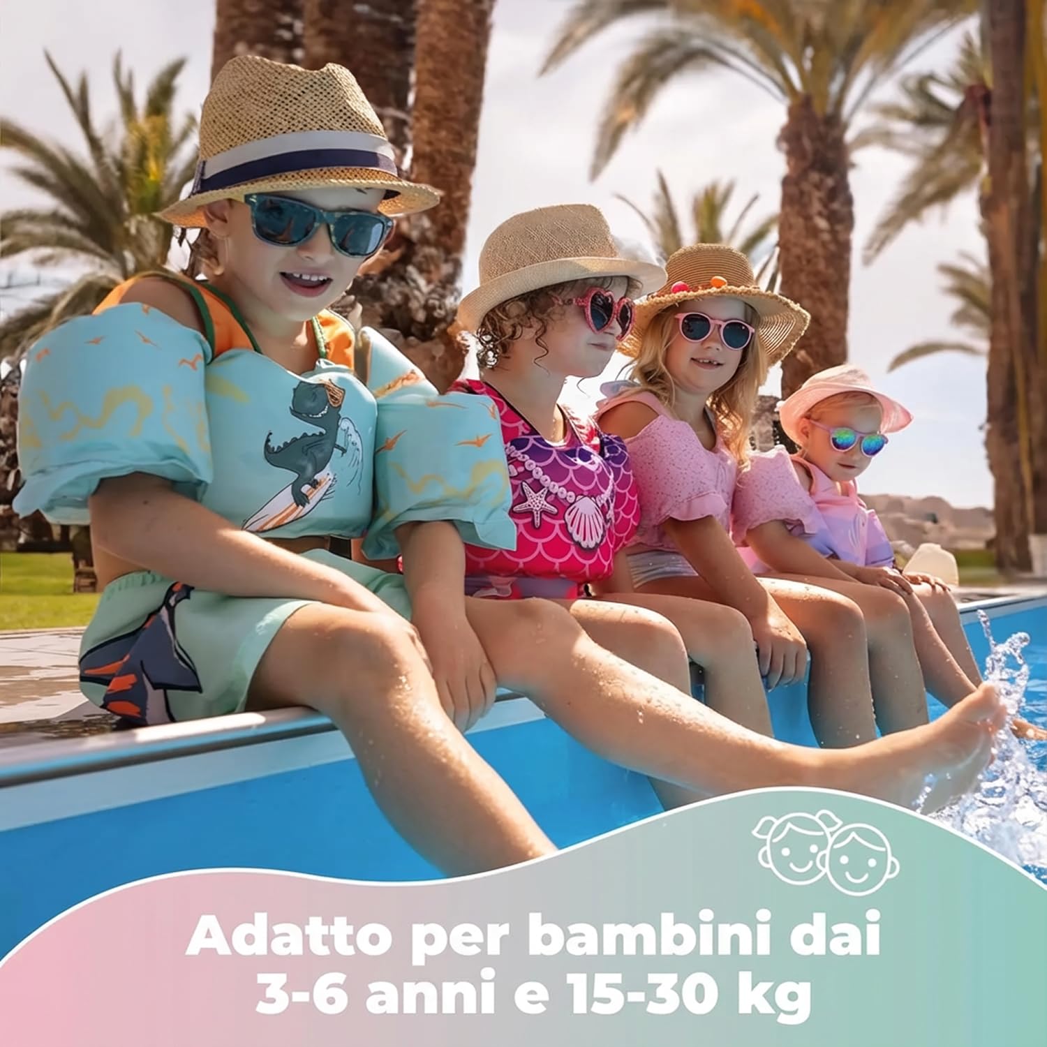 KIDVERSE gilet galleggiante per bambino 3–6 anni – Qualità testata – giubbotto galleggiante bambino con braccioli integrati – Ausilio al nuoto per maschi e femmine fino a 30 kg – Allenamento al nuoto