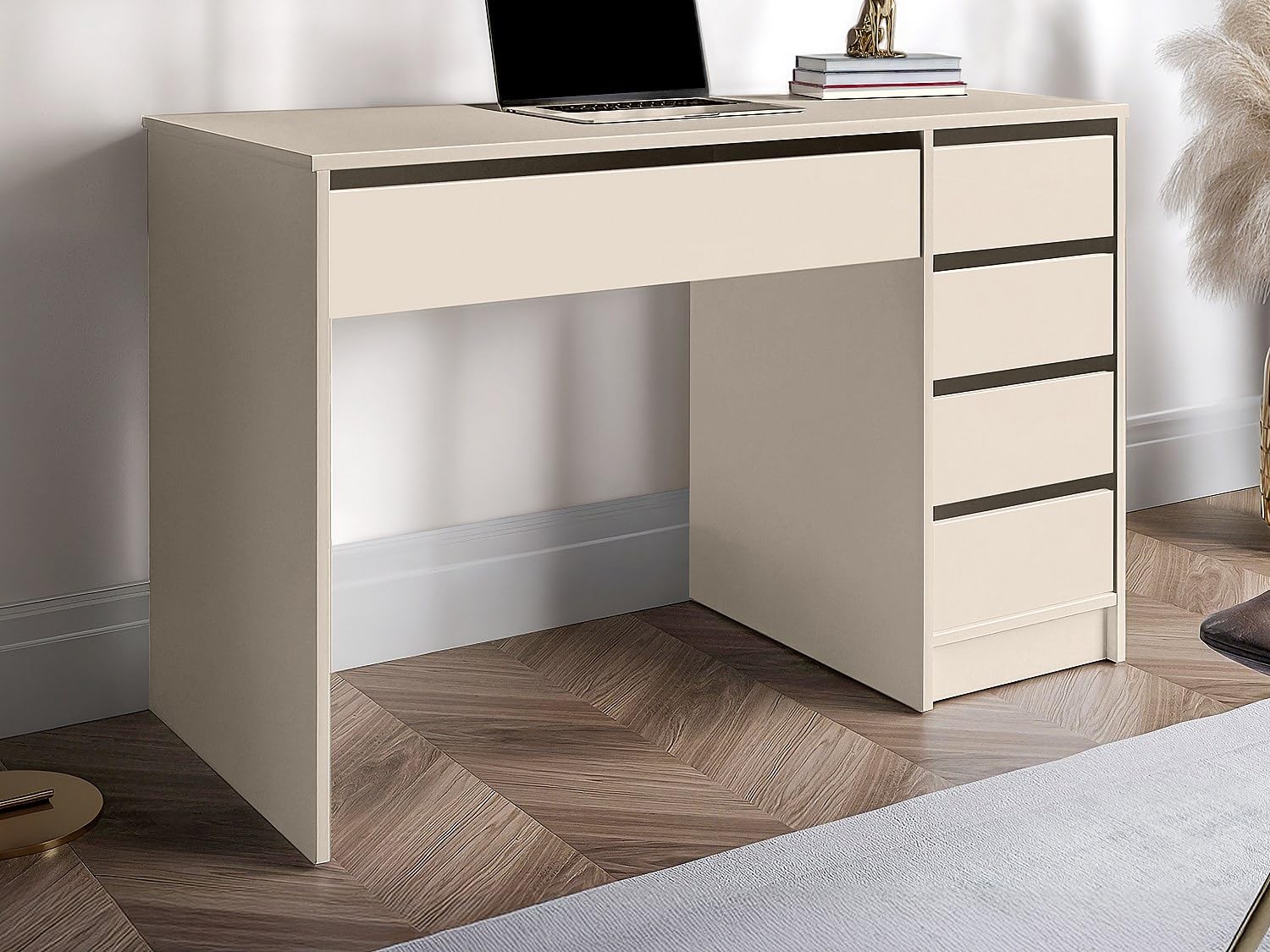 Vente-unique - Bureau avec 5 tiroirs – Beige - JENEMI - avec Rangement