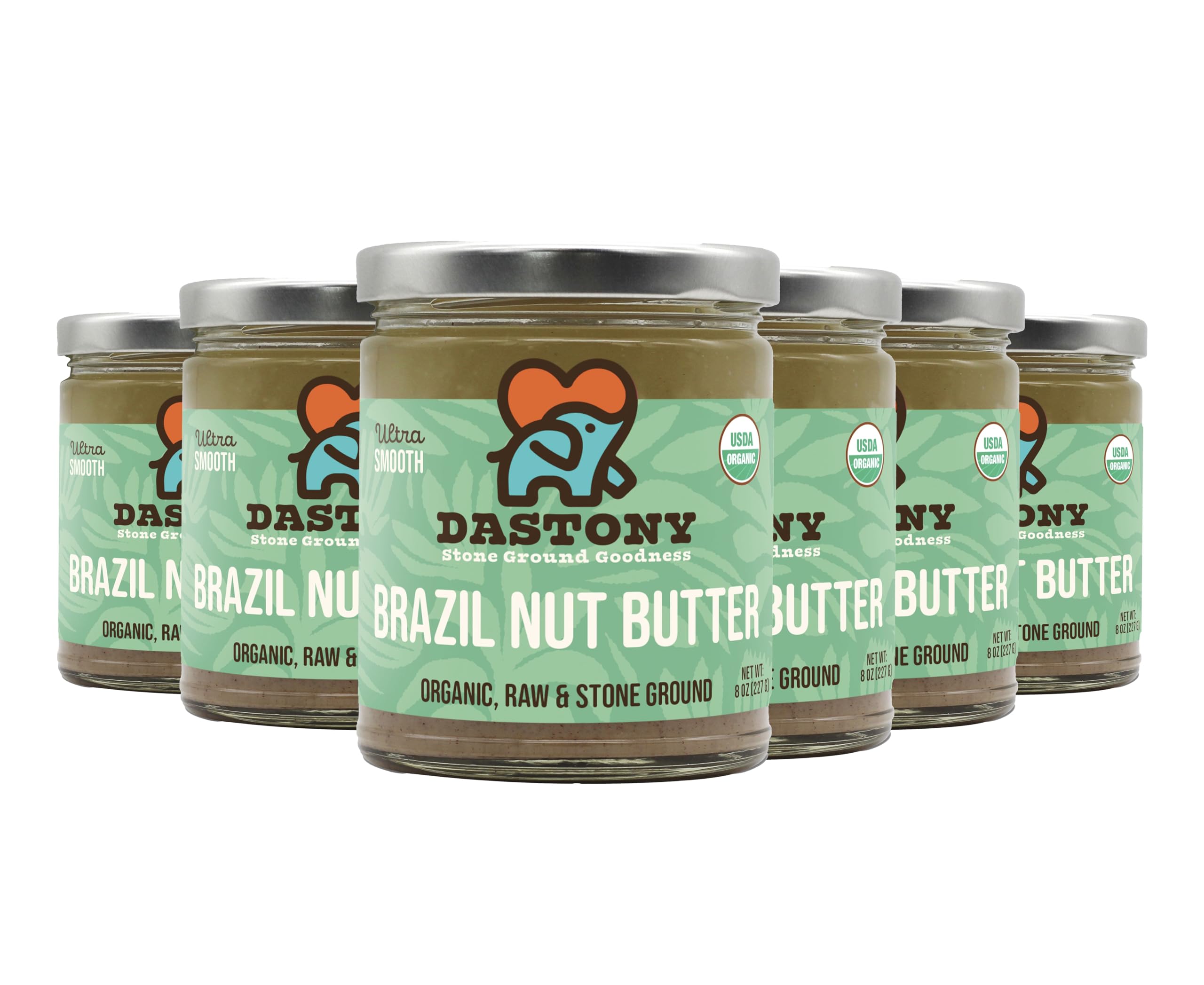 Dastony Organic Raw Brazil Nut Butter, 8 oz | Only One Ingredient | Vegan, Paleo and Keto Friendly, Non GMO, Gluten-free - Pack of 6