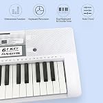61 Piano à clavier électrique avec clés lumineuses, clavier musical portable numérique avec support de partitions de musique, Mini Organe électronique pour débutants adultes, blanc