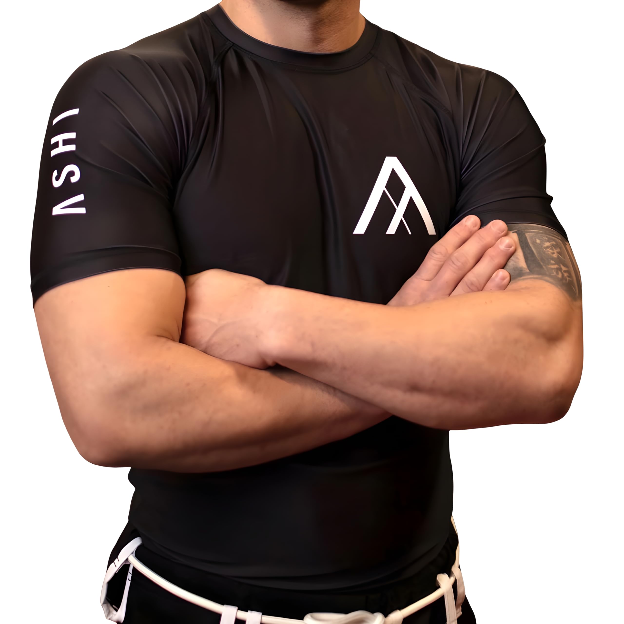ASHI Short Sleeve Jiu Jitsu Rashguard for Men and Women Nogi BJJ Lightweight Moisturizer Wicking Fabric Durable Comfortable