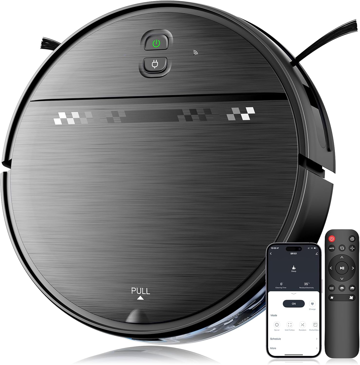 MANVN Robot Vacuum and Mop Combo for Pet Hair, Robotic Vacuum for Hard Floors and Carpets, 2.87'' Ultra-Slim, with 3D Obstacle Avoidance, Wi-Fi/App/Voice Controlled, Self-Charging