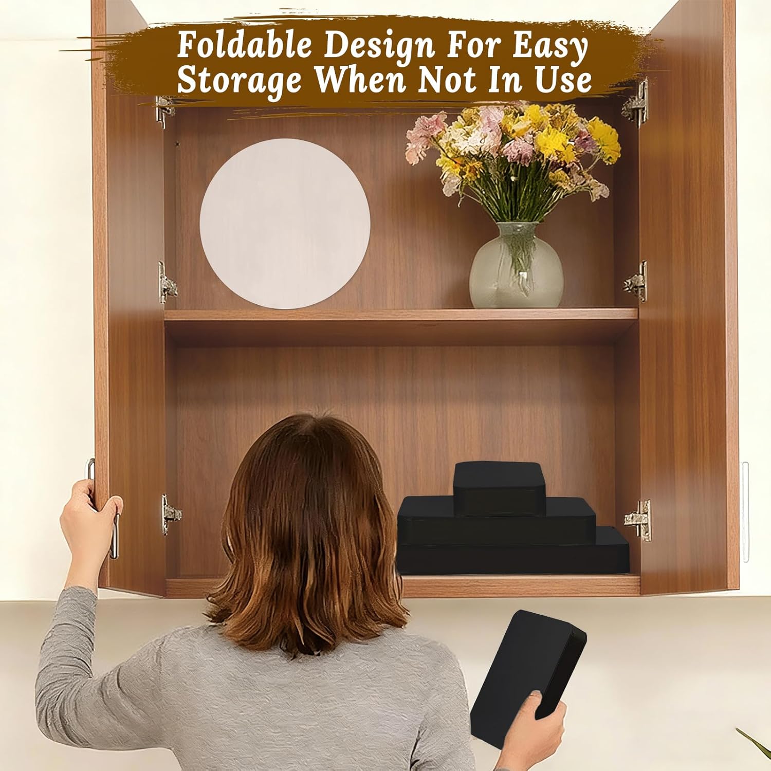 8Pack Buffet Risers Display Stands Foldable Food Risers for Buffet Table Tall Cake Cupcake Stands Cardboard Cylinder Stand Dessert Table Display Set for Catering Jewelry Wedding Party Decor (Black)