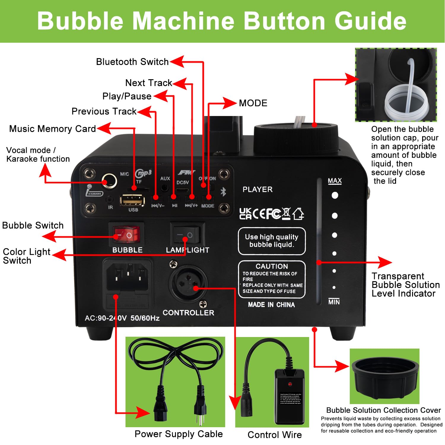 Máquina de burbujas de control remoto inalámbrico, portátil Bluetooth Bubble Blower-6 colores, mando a distancia, ideal para fiestas, bodas y niños