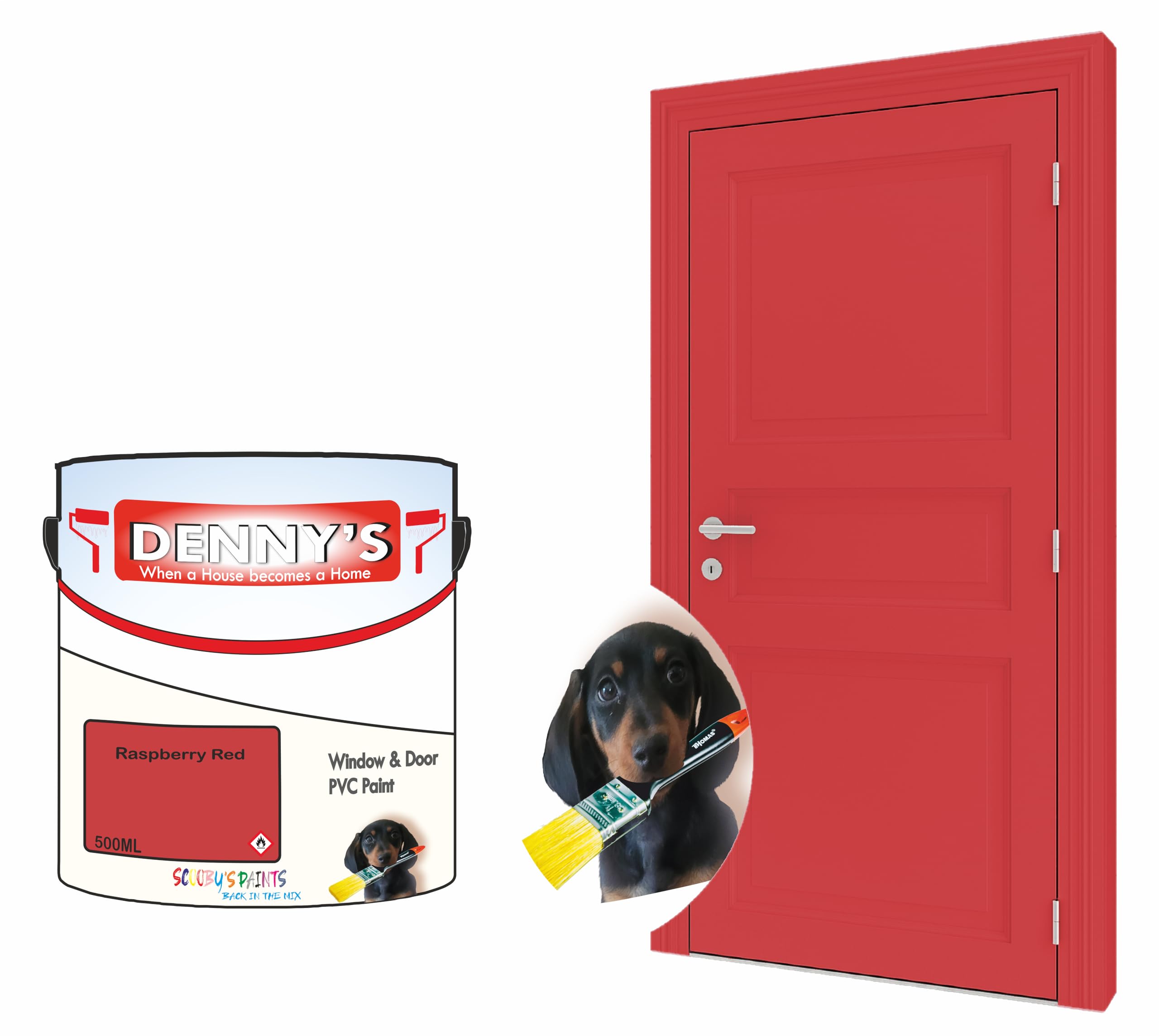 Window & Door PVC/UPVC Paint, 500ml, Available in Matte Gloss Sation Finish Metallic Colours and Solids (Rasberry Red)