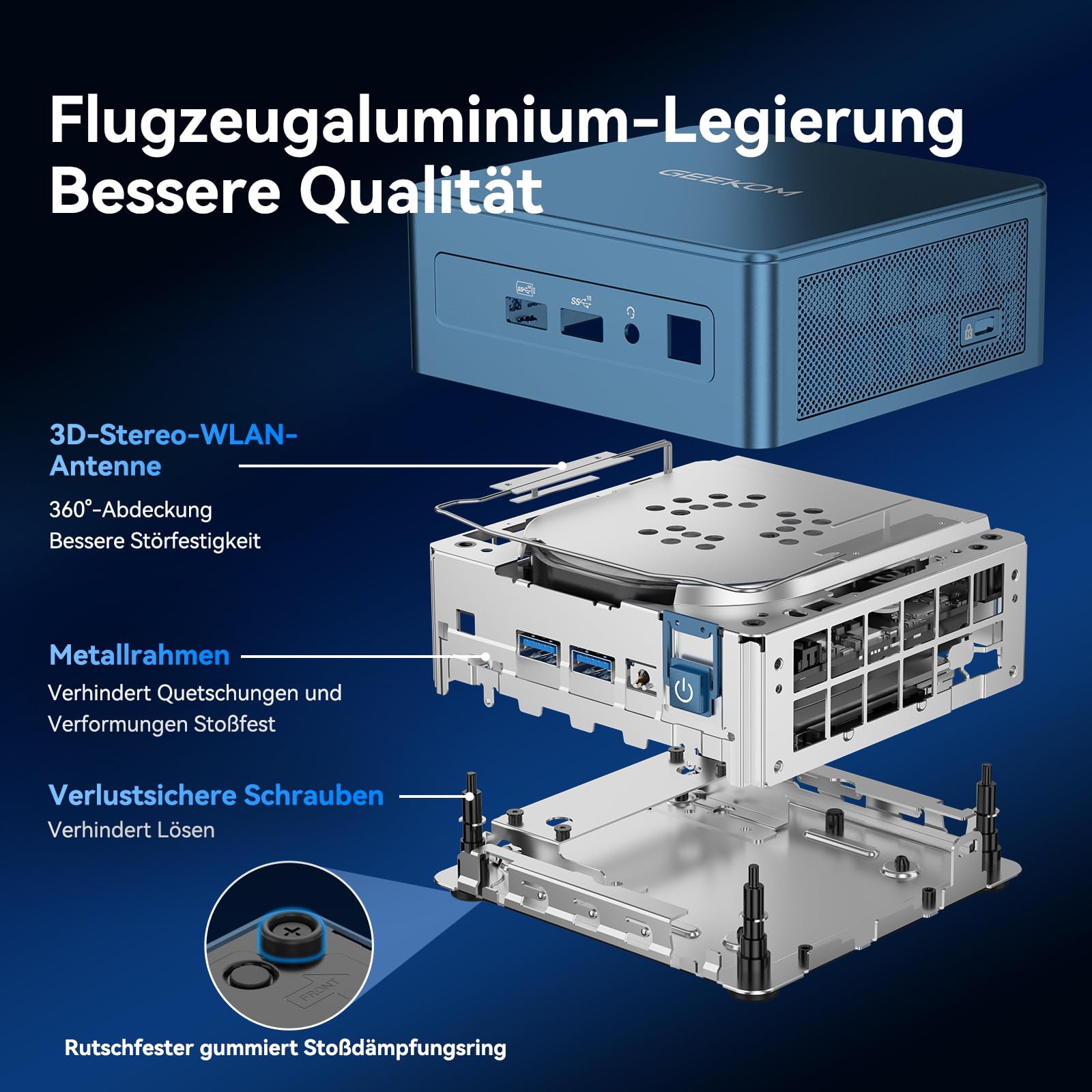 GEEKOM IT13 Mini PC mit Intel i5-13600H[3-Jahren-Garantie], 1 TB SSD &16 GB RAM(max. 4TB + 96GB), Windows 11 Pro, 2X USB 4.0 | 8K 120Hz | SD-Kartensteckplatz, für Business/Büro