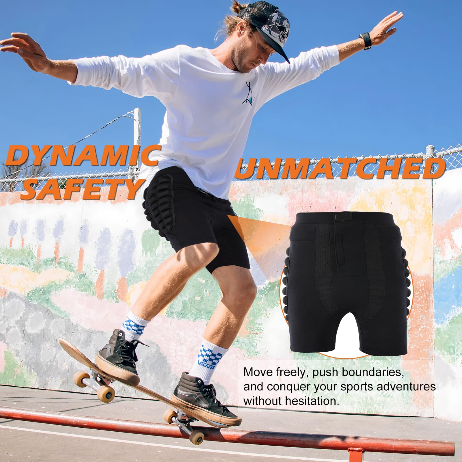 AOOWU Pantaloncini Protettivi Imbottiti per Snowboard, Protezione 3D Anca Coscia Coccige