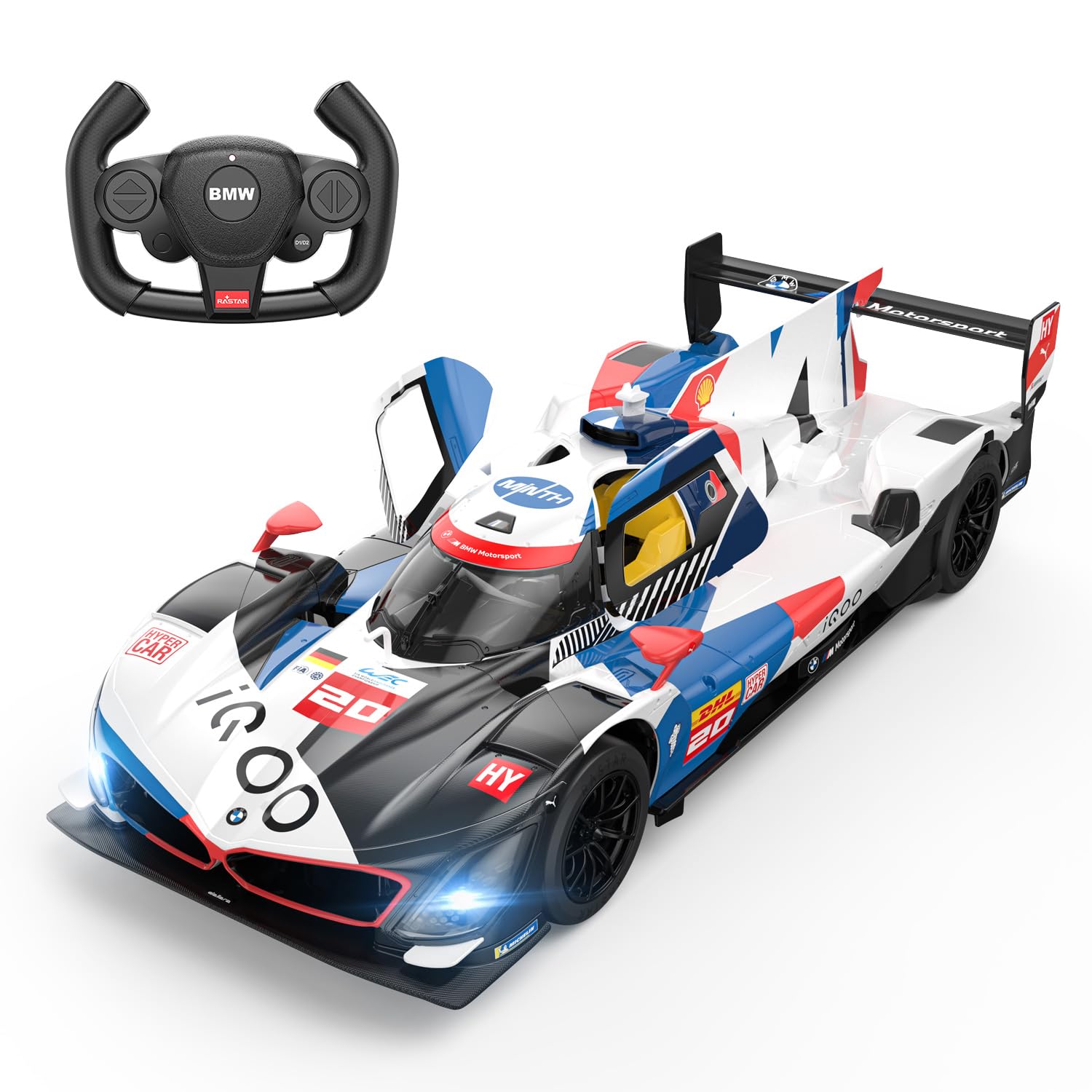 RASTAR RC BMW Toy Car 1/14 Le Mans Racing BMW M Hybrid V8 Model Car Hypercar Remote Control BMW Car for Kids, Open Doors/Lights / 2.4GHz