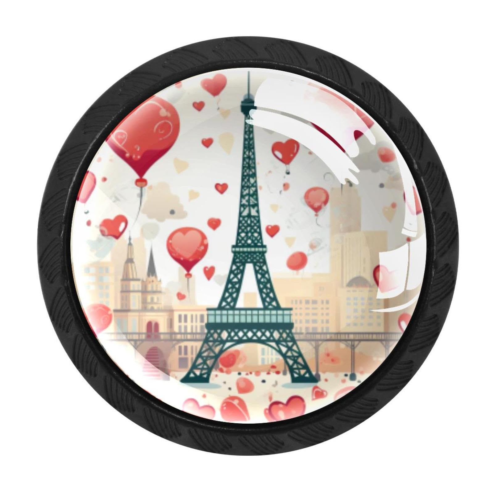 Chenzzzz Multicolored 05 4 Pieces Kitchen Cabinet Drawer Dresser Door Knobs Pulls Handles, Eiffel Tower Valentine's Day