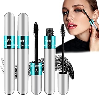 Lash Cosmetics Vibely Mascara, Vibely Mascara 5x Longer Waterproof 2 in 1 Thrive Mascara 4d Silk Fiber Lash Mascara Vibely Mascara Black for Natural Lengthening and Thickening Long-lasting (Black)