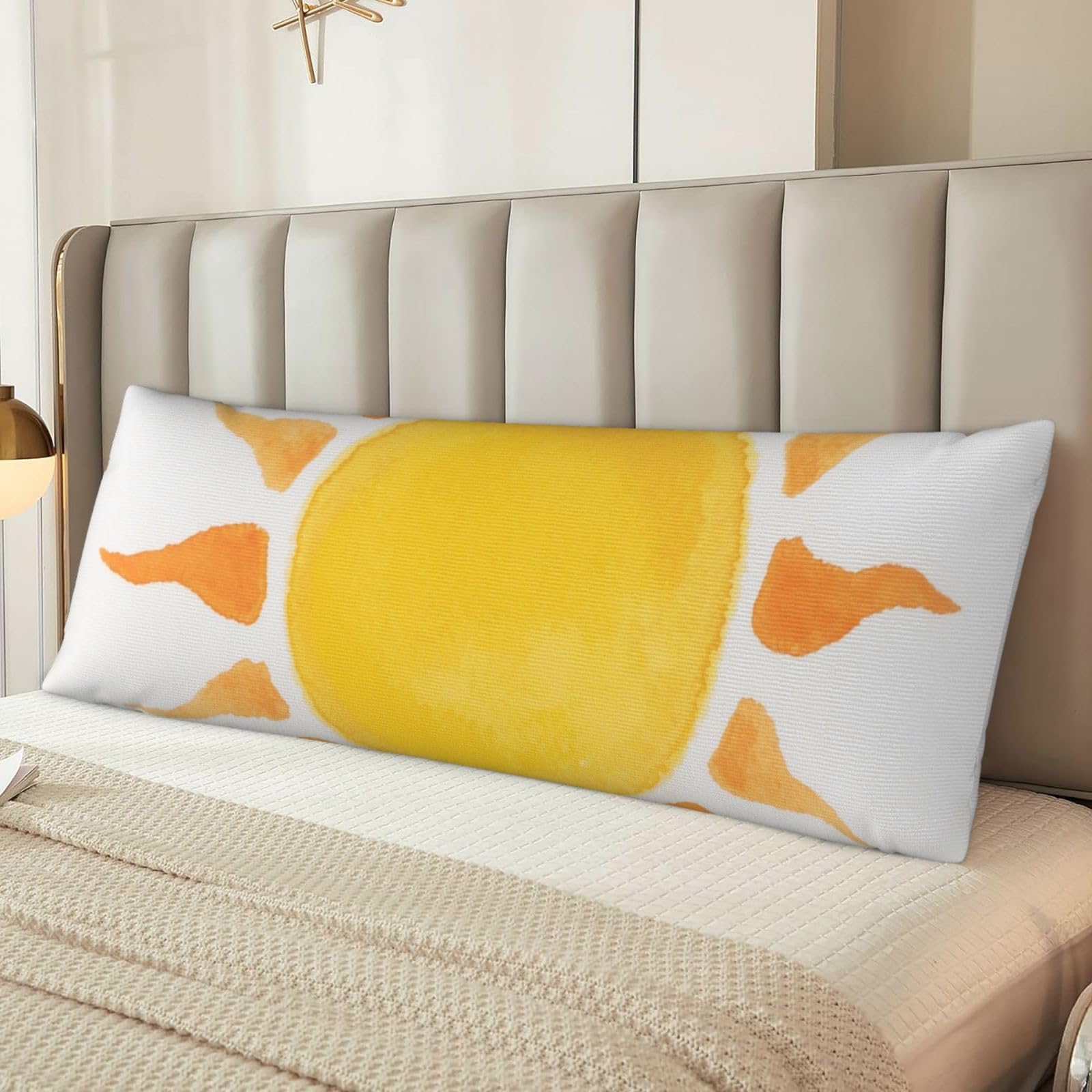 Watercolor Yellow Sun Painting Body Pillow Cover with Hidden Zipper 54"X20",Ultra Soft Microfiber Long Pillow Case Decorative Bedding Pillowcase Cushion Cover Cases for Bedroom Couch Sofa,Home Gifts