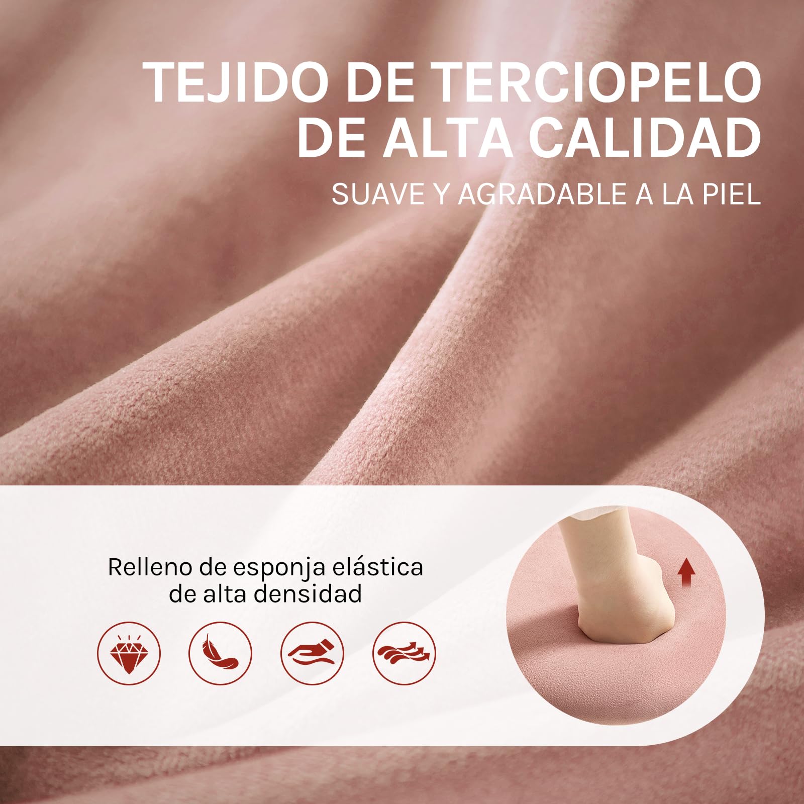 WOLTU Taburetes de Bar Juego de 2 con Reposapies Terciopelo, Rosa