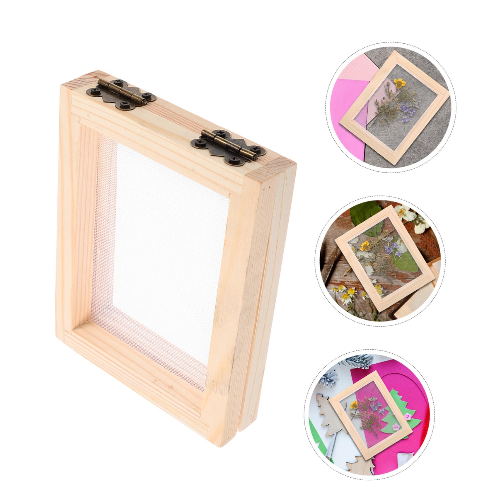 TOMETURE Set di 4 Telai in Legno 10X13X2,2 CM per Fabbricazione della Carta Rete, Utilizzabile per Attività Creative in Asilo Nido e Progetti Fiori Secchi