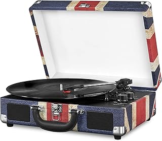 Phonograph Record Player,Record Player Bluetooth 3-Speed Vinyl Turntable Built In Stereo Speakers,Aux/USB-in, Headphone Jack And RCA Output,Portable Suitcase